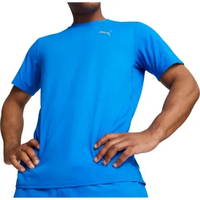 Puma Cloudspun Short Sleeve Mens Running Top - Blue Non Restrictive Fit Cozy and Comfortable