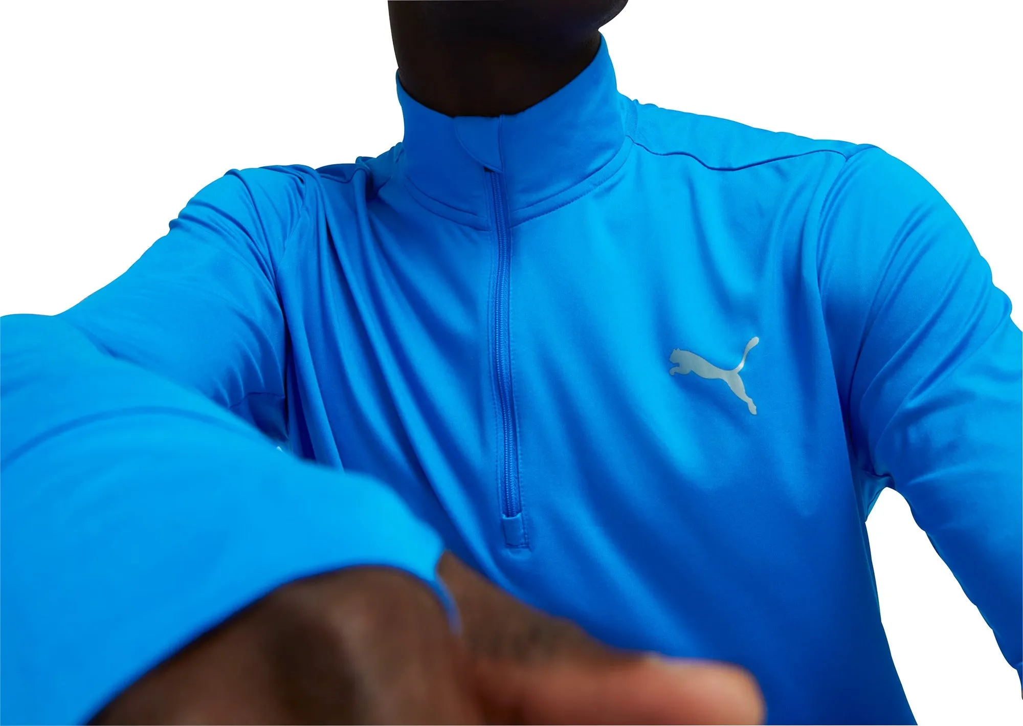UV protection layer Relaxing Fit Puma Favourite Half Zip Long Sleeve Mens Running Top - Blue
