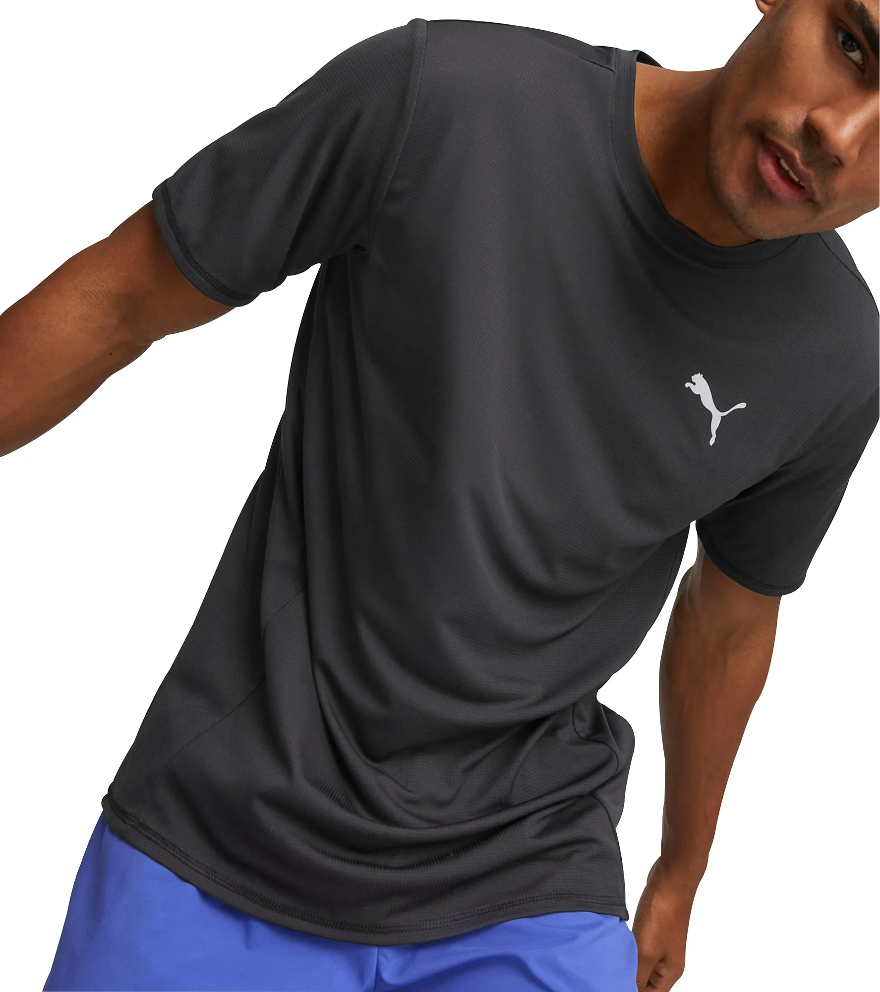 Trendy Layering Sustainable Material Blend Puma Favourite Short Sleeve Mens Running Top - Black