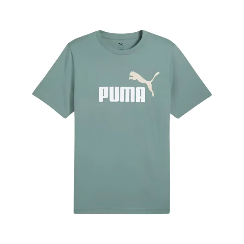 Set In Sleeve SoftenedTexturedWeave PUMA Mens Essentials 2 Colour No.1 Logo Tee
