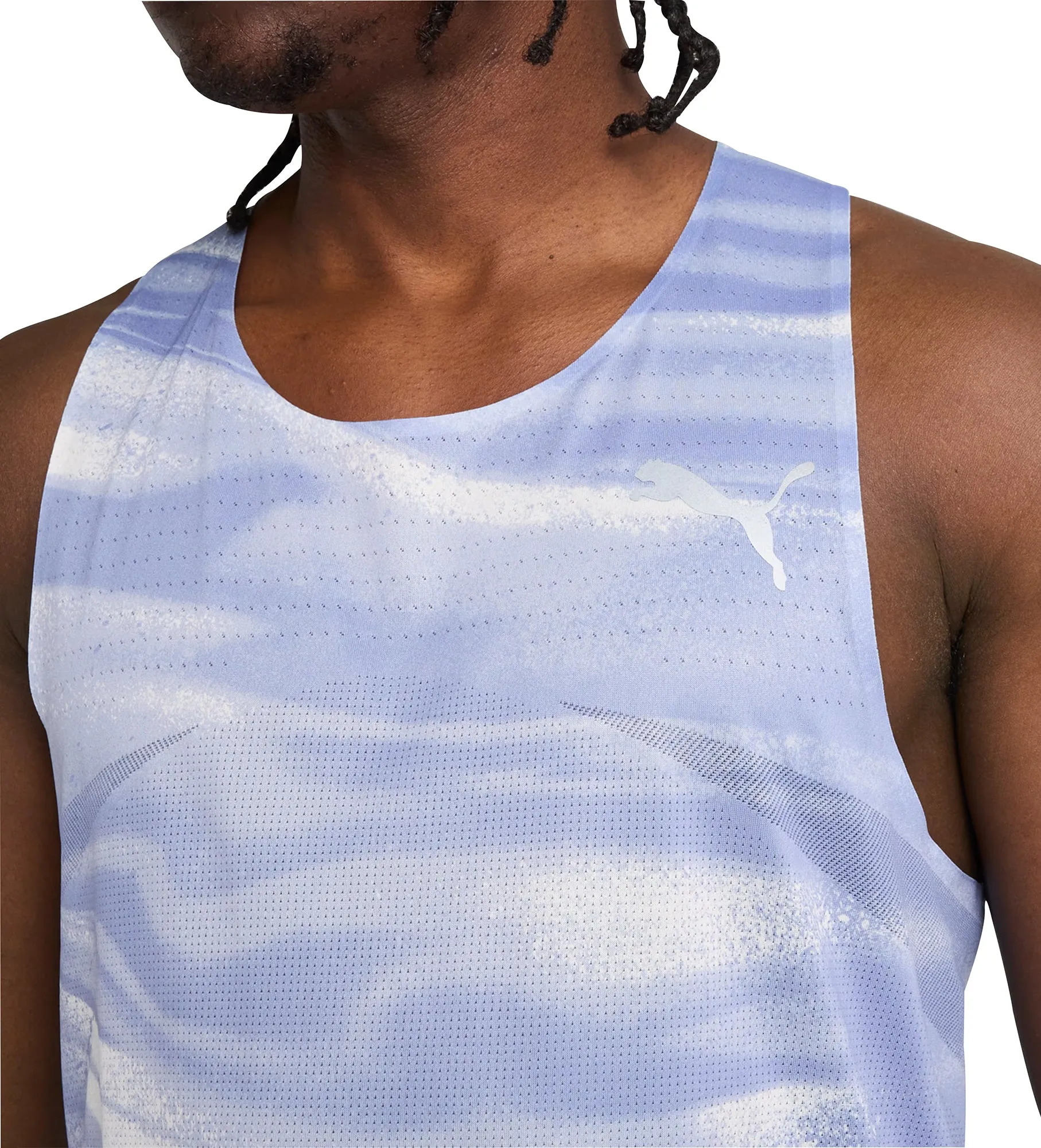 Puma Raceday UltraSpun Graphic Mens Running Vest - Blue basic technology local market