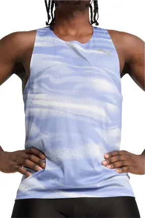 Non Irritating Edges Puma Raceday UltraSpun Graphic Mens Running Vest - Blue
