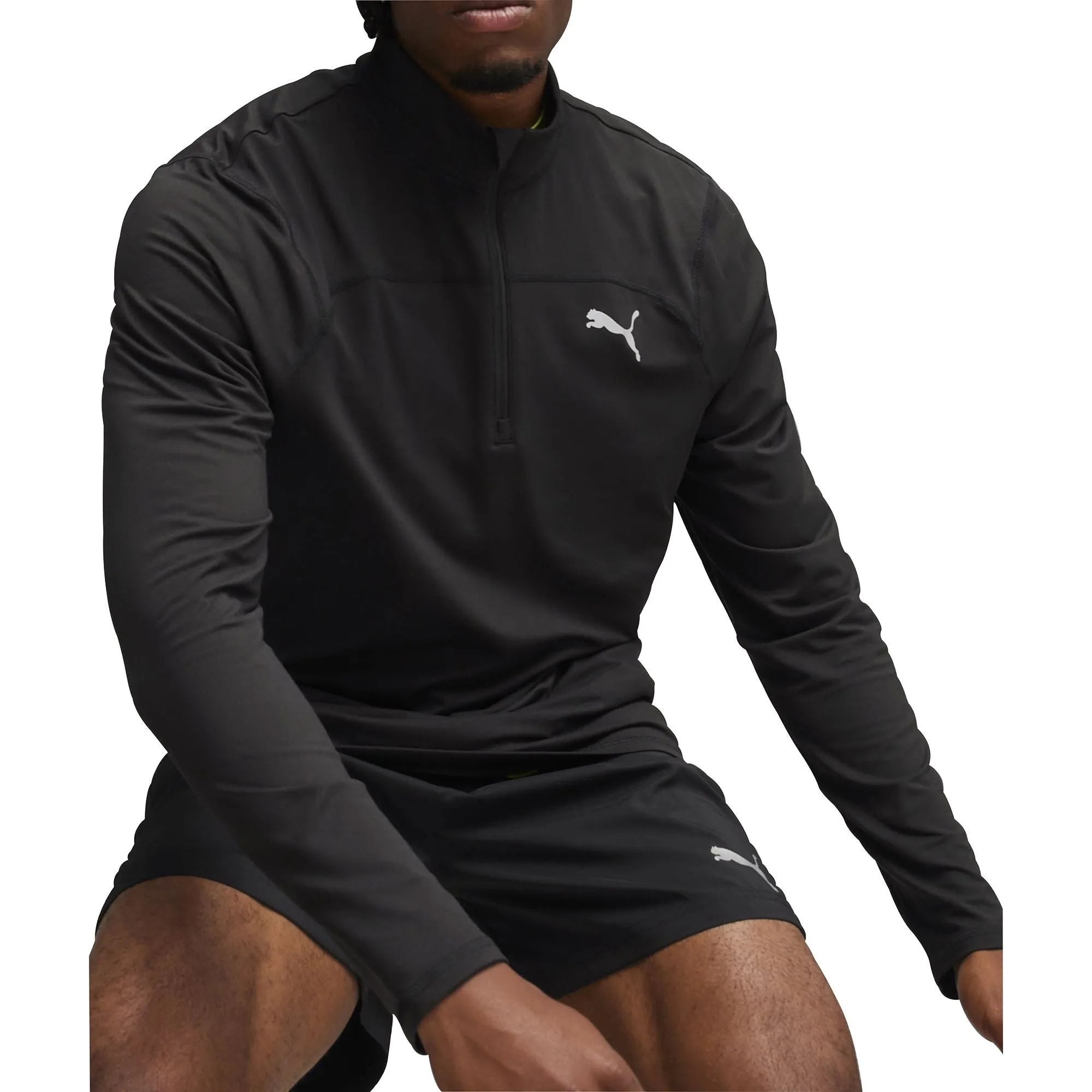 Maximum Flex Puma Run Cloudspun Half Zip Long Sleeve Mens Running Top - Black