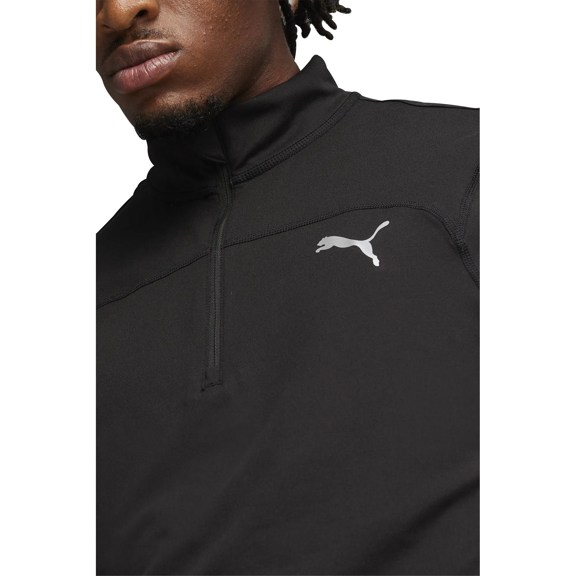 Smart Layering Puma Run Cloudspun Half Zip Long Sleeve Mens Running Top - Black