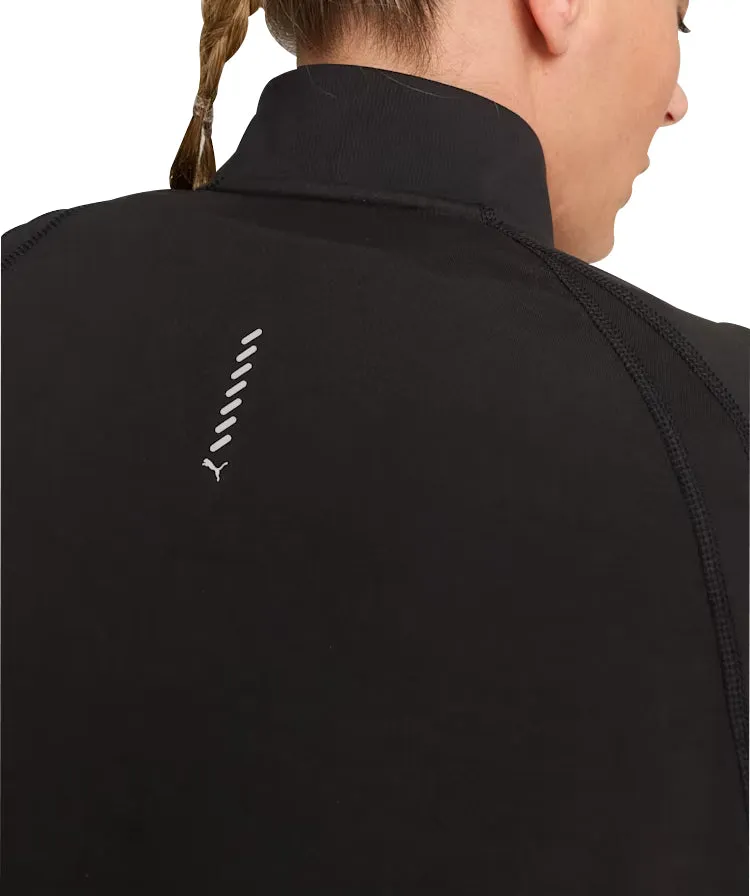 Breathable and Comfortable Versatile Fit Puma Run Cloudspun Half Zip Long Sleeve Womens Running Top - Black