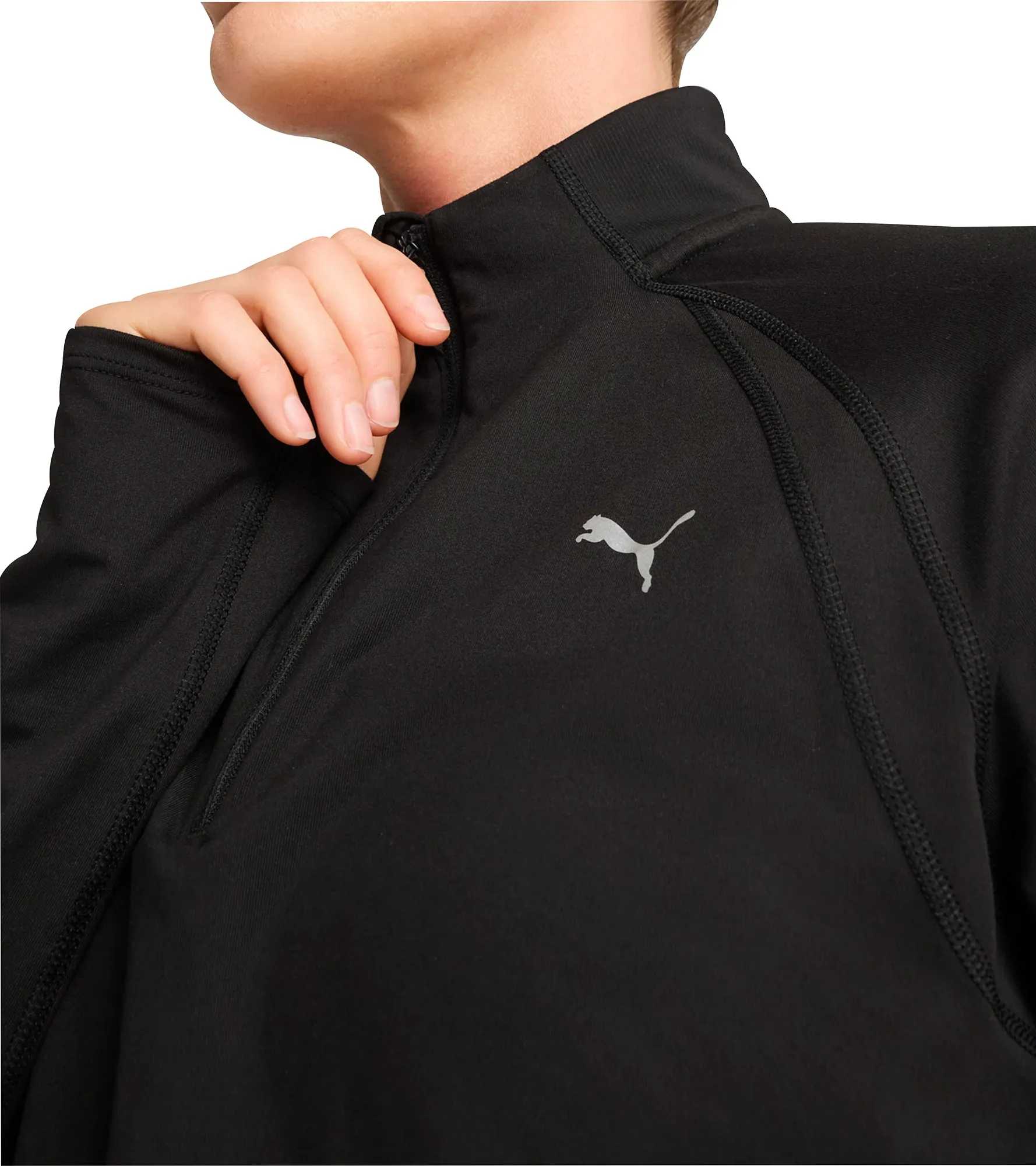 Puma Run Cloudspun Half Zip Long Sleeve Womens Running Top - Black Cozy Look Daily Comfort