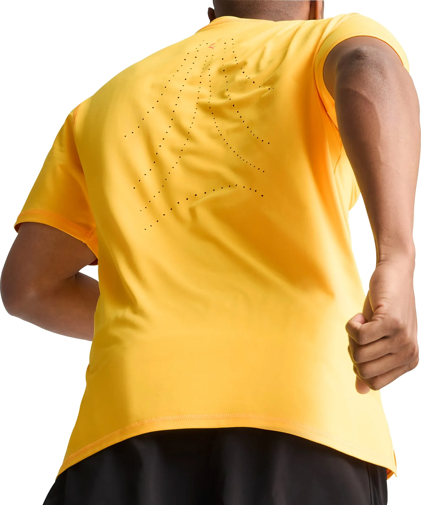 Active Outfit Style Reinforced Shoulders Puma Run Cloudspun Short Sleeve Mens Running Top - Orange