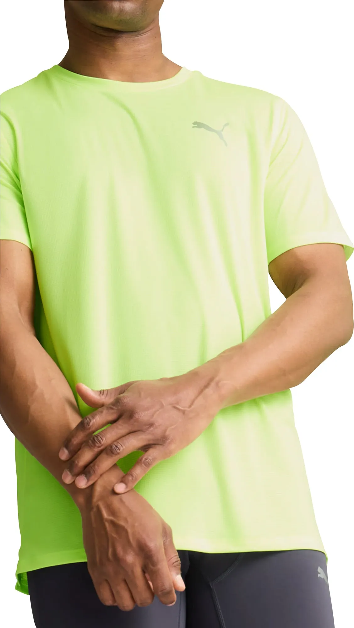 Sleek And Stylish Cozy Wear Puma Run Favourite Velocity Short Sleeve Mens Running Top - Green