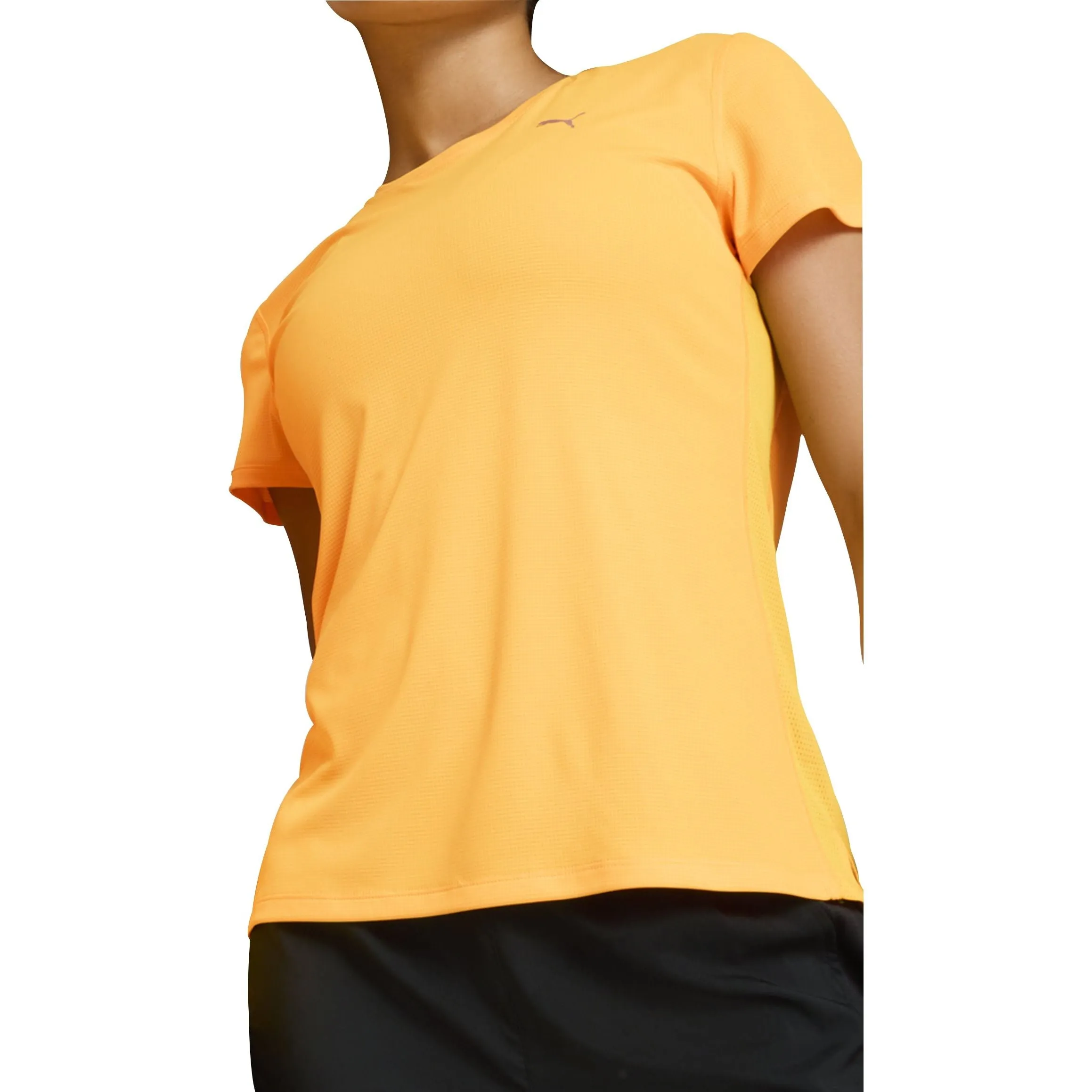 Temperature Regulating Fabric Puma Run Favourite Velocity Short Sleeve Womens Running Top - Orange