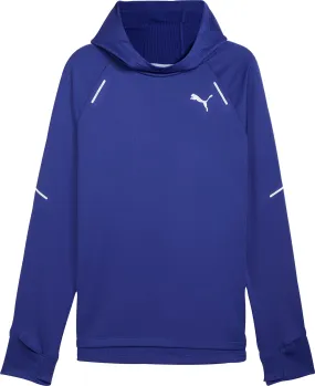Puma Run Grid Fleece Mens Running Hoody - Blue Stretch Knit Technology