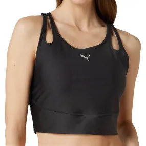 Puma Run Ultraform Womens Running Cropped Vest Tank Top - Black V neck
