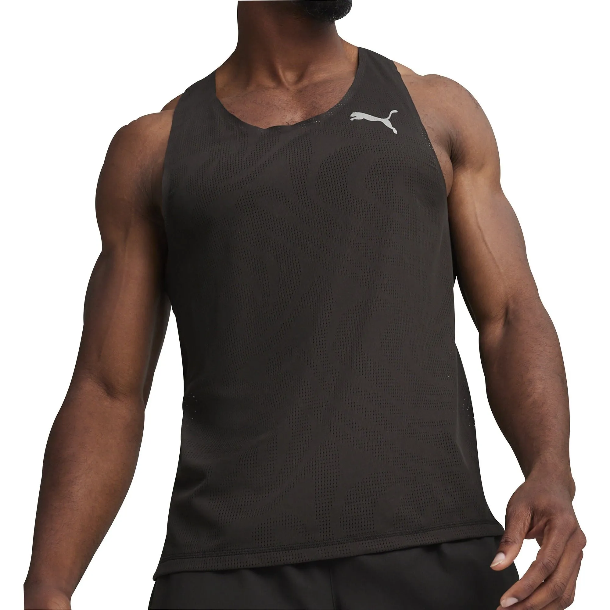 Puma Run Ultraspun Mens Running Vest - Black Neutral Color Odor Control Finish