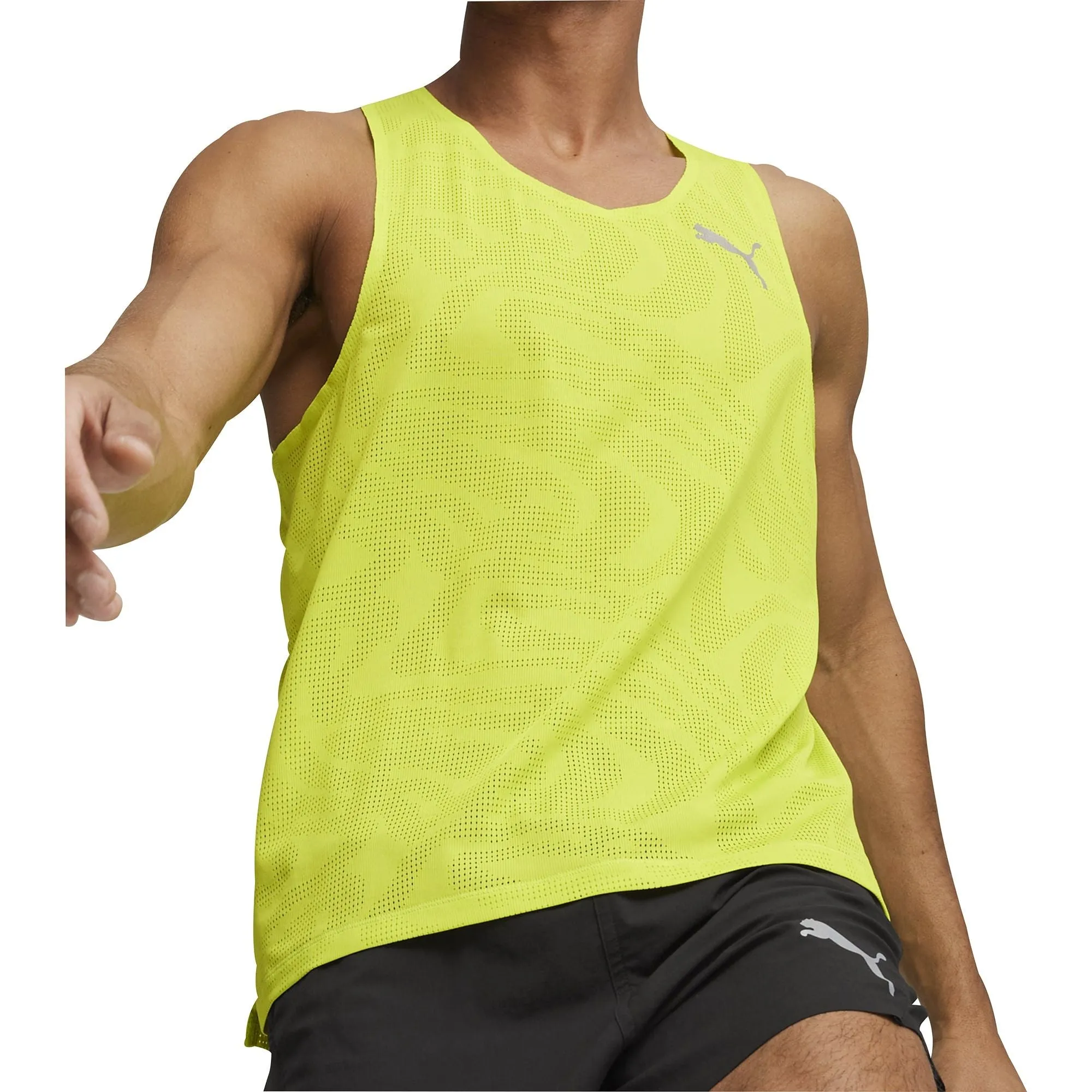 short term storage round shape Puma Run Ultraspun Mens Running Vest - Green