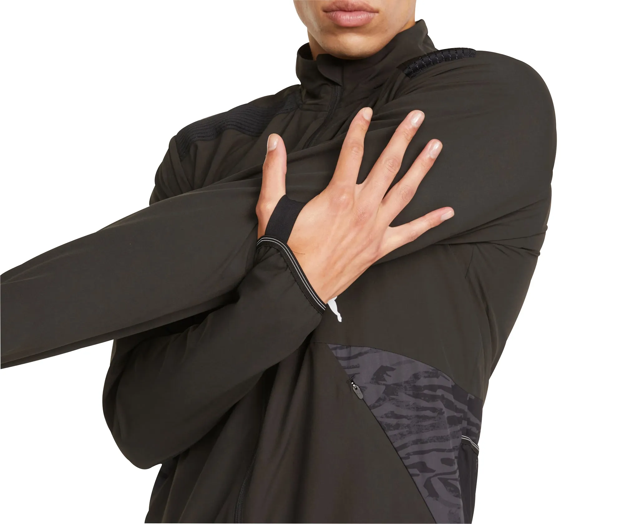 Puma Ultraweave S FSTR Mens Running Jacket - Black Everyday Comfort Expandable Sleeve Cuffs