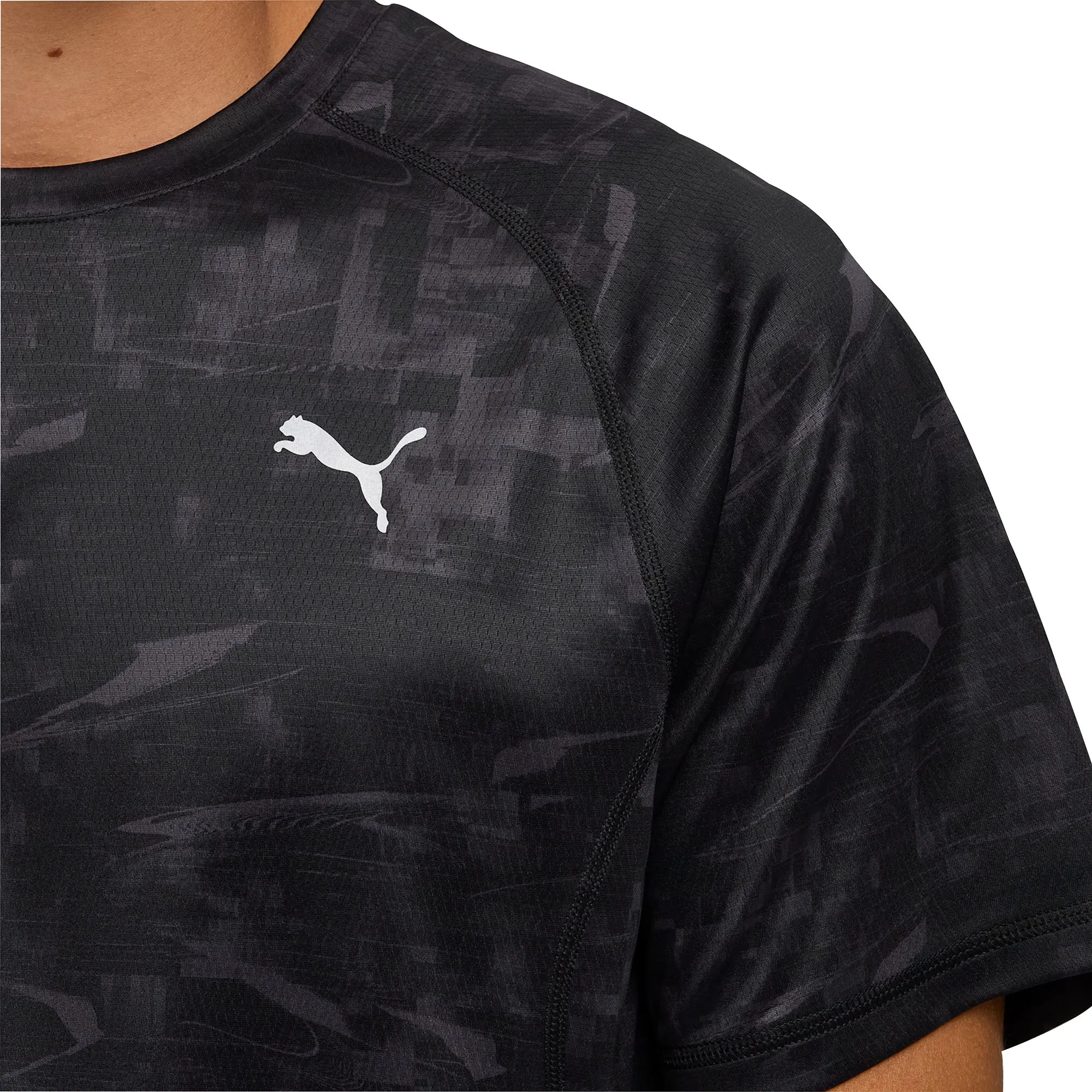 Puma Velocity Short Sleeve Mens Running Top - Black Weekend Outfit EthicalProduction