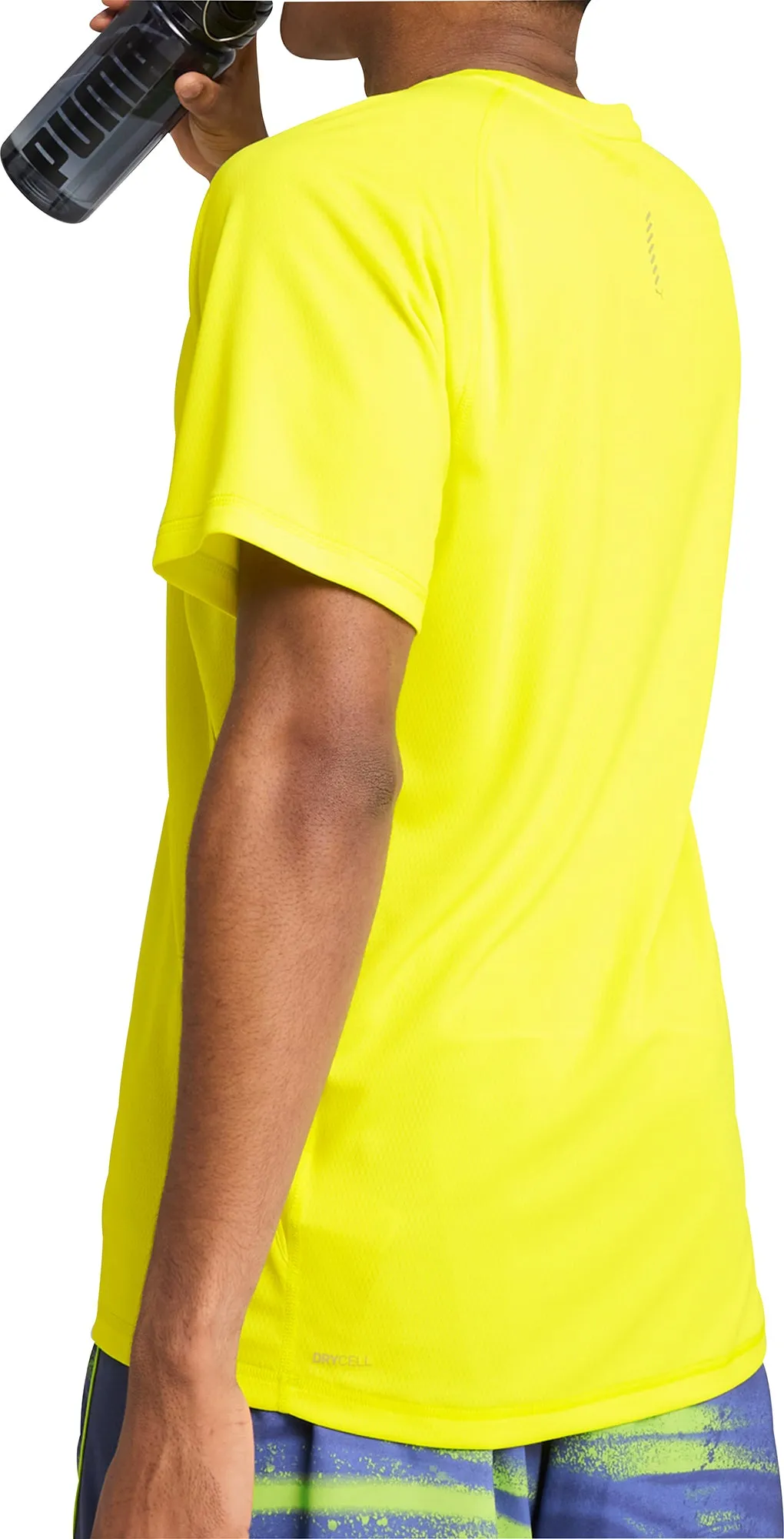 Puma Velocity Short Sleeve Mens Running Top - Yellow Classic timelessness Wicking Interlock Knit
