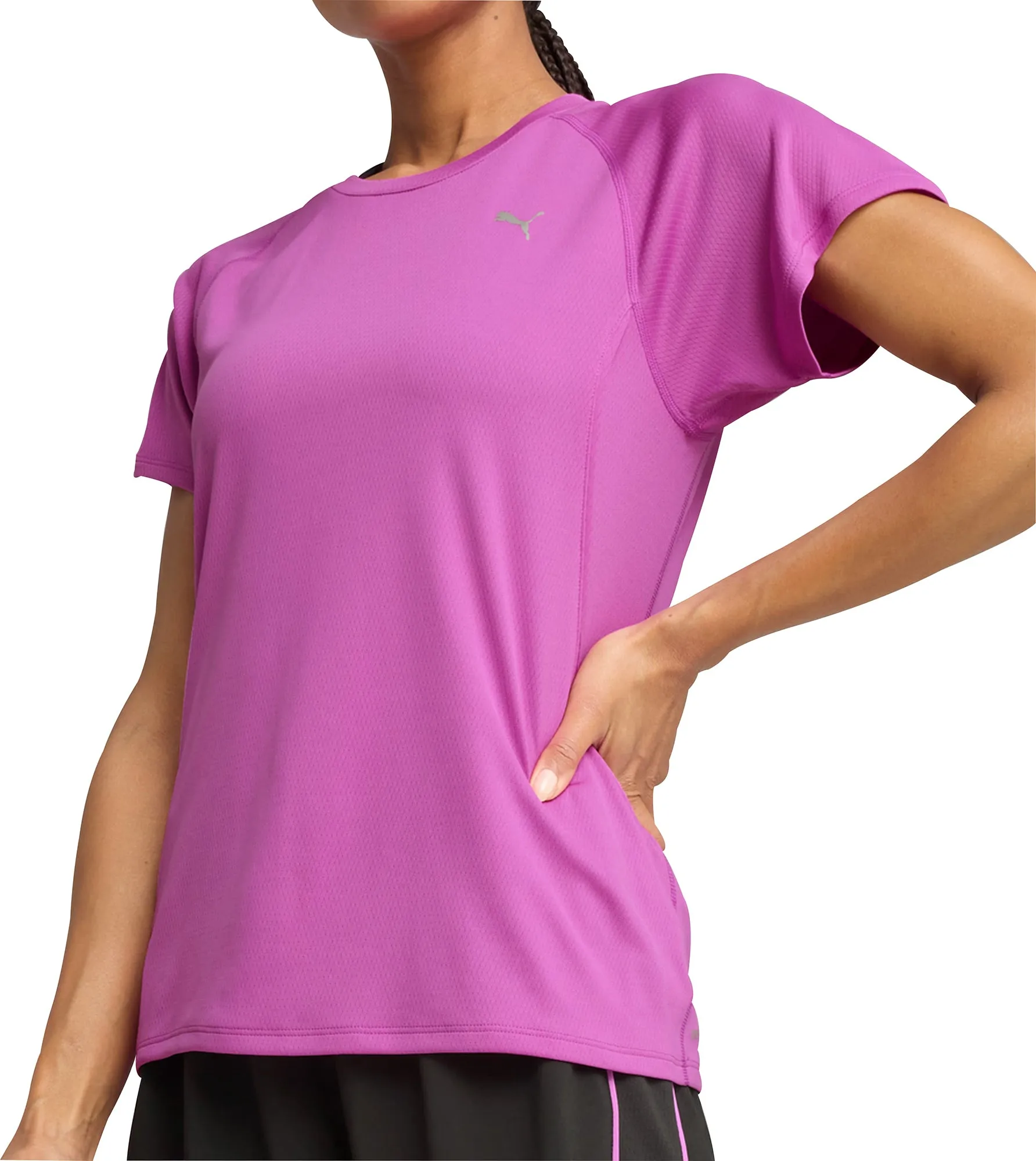 Puma Velocity Short Sleeve Womens Running Top - Purple Casual Fit