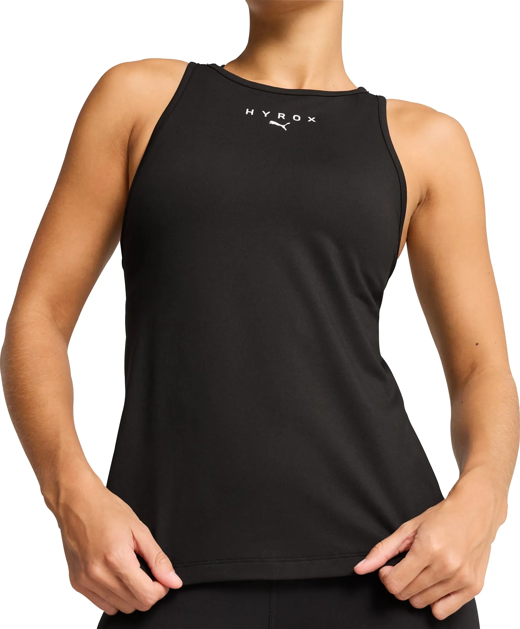 Layer Flexible Electronic - warfare - capable Puma X HYROX Cloudspun Racer Back Womens Training Vest Tank Top - Black