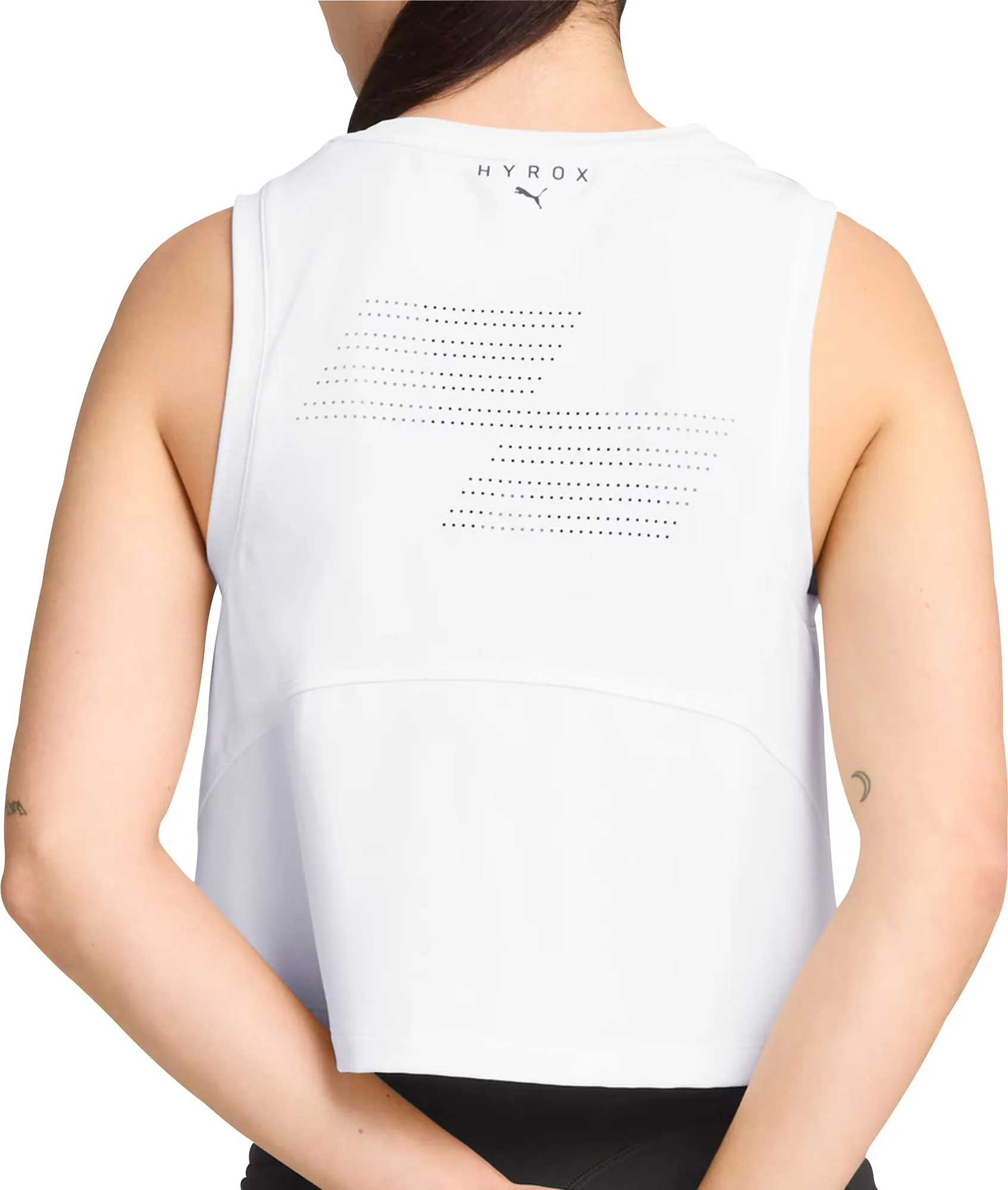 Heathered Fabric Outdoor Smart Puma X HYROX Cloudspun Womens Training Vest Tank Top - White
