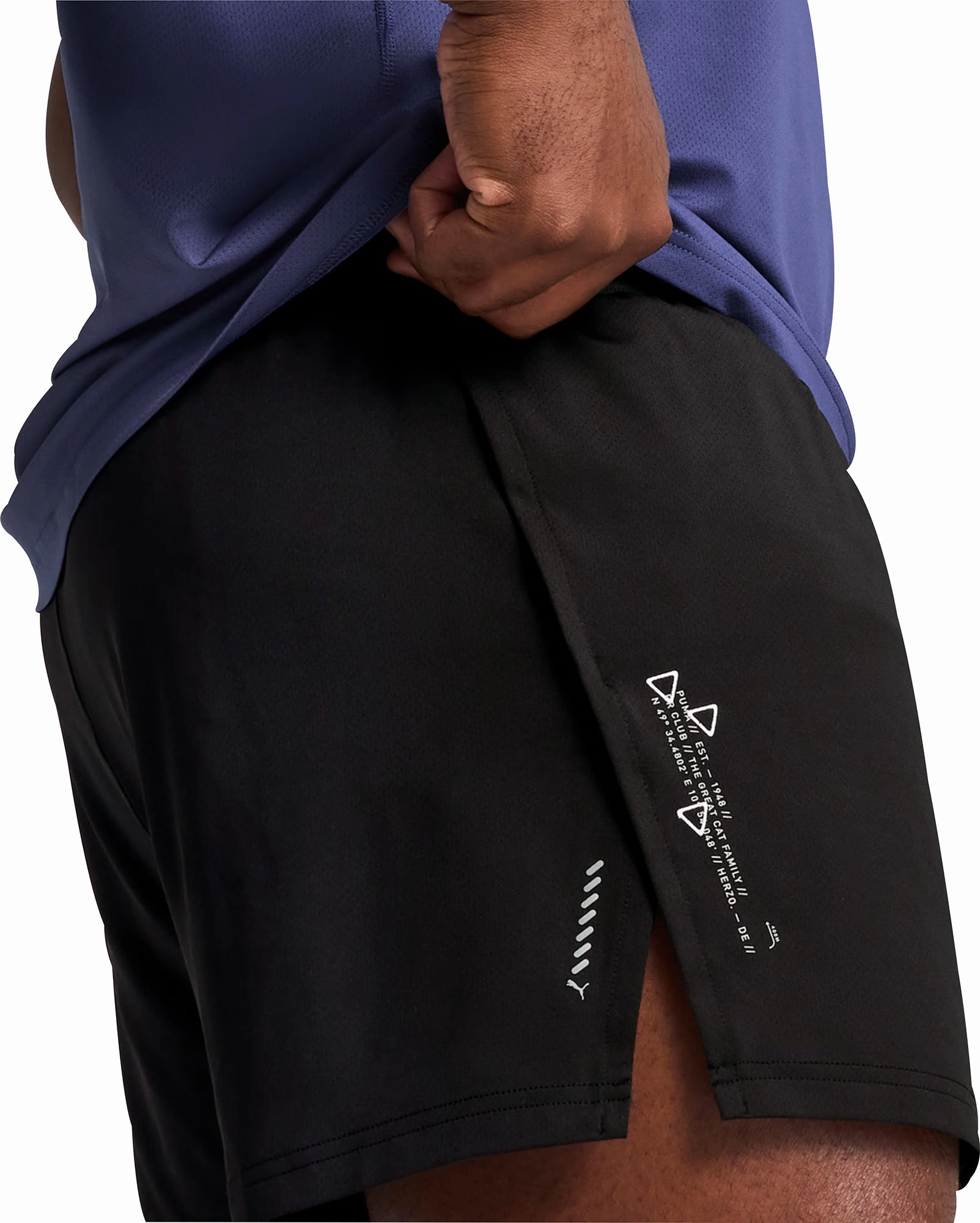 Puma Knit 3 Inch Mens Split Running Shorts - Black Casual Stretch Breeze Ready