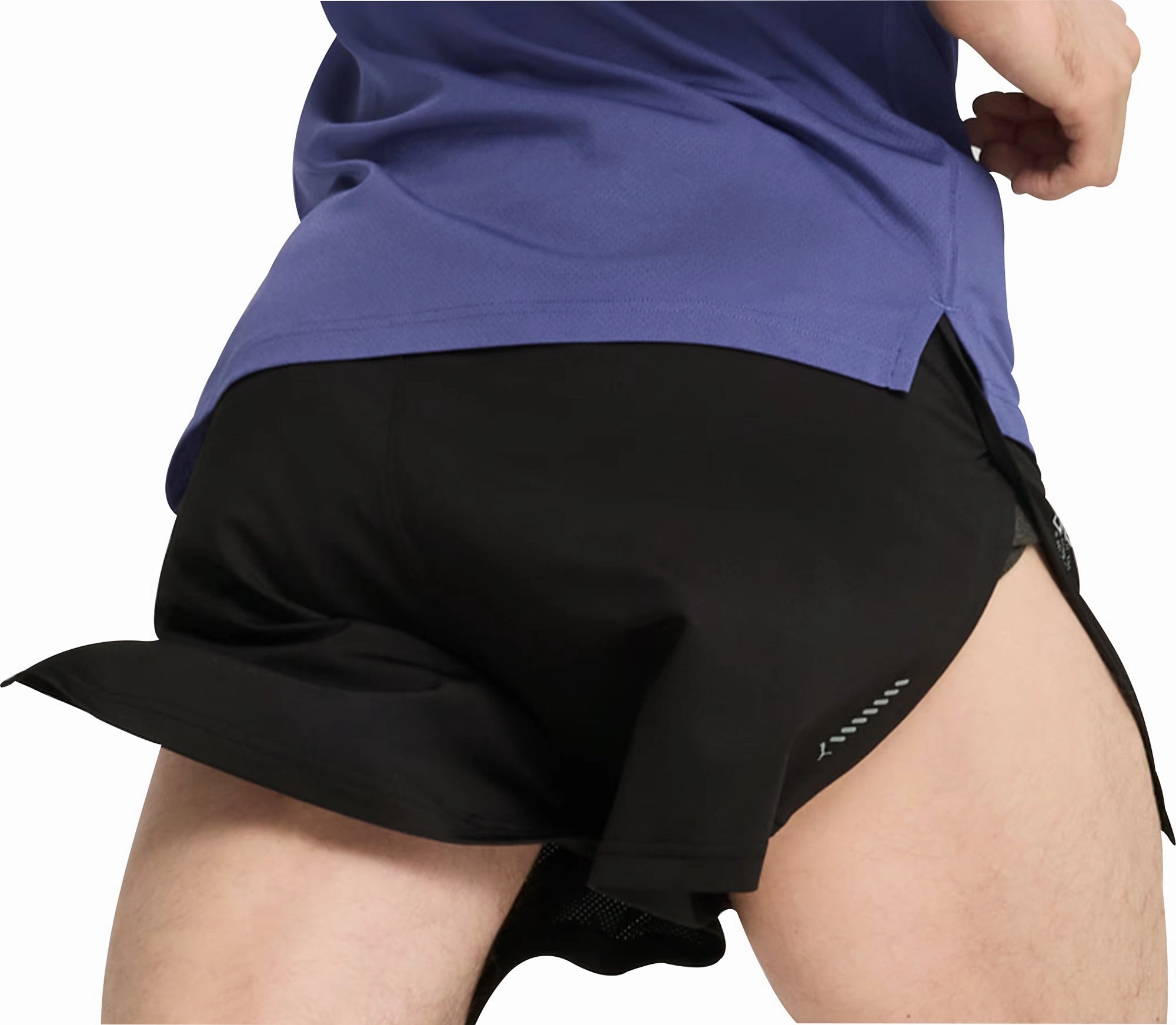 Quick Dry Technology Puma Knit 3 Inch Mens Split Running Shorts - Black
