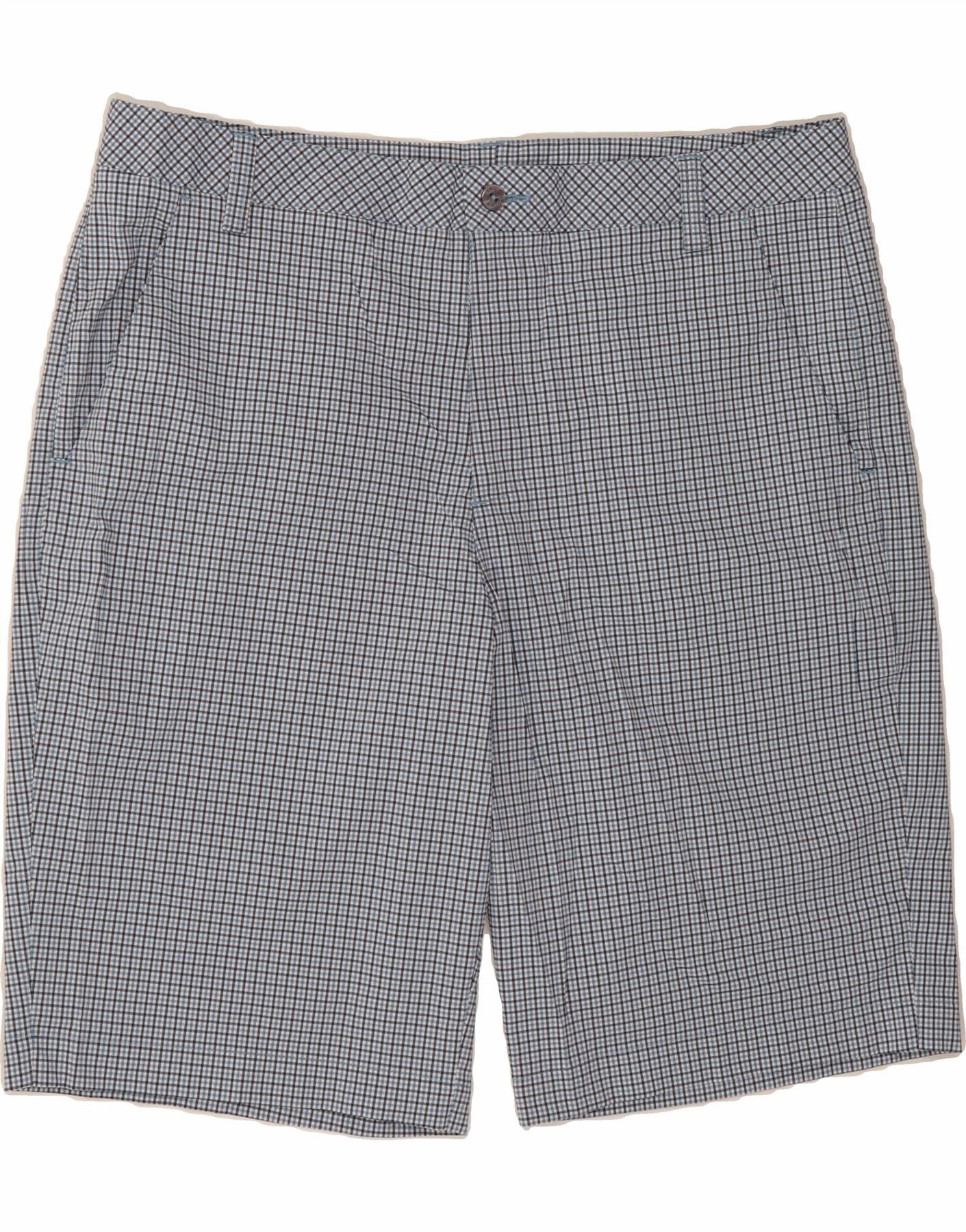 PUMA Mens Chino Shorts W36 Large  Blue Check Polyester Lightweight Weave Fleece Lining