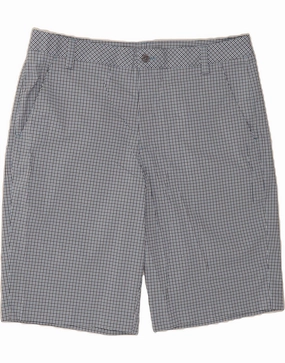 PUMA Mens Chino Shorts W36 Large  Blue Check Polyester Lightweight Weave Fleece Lining