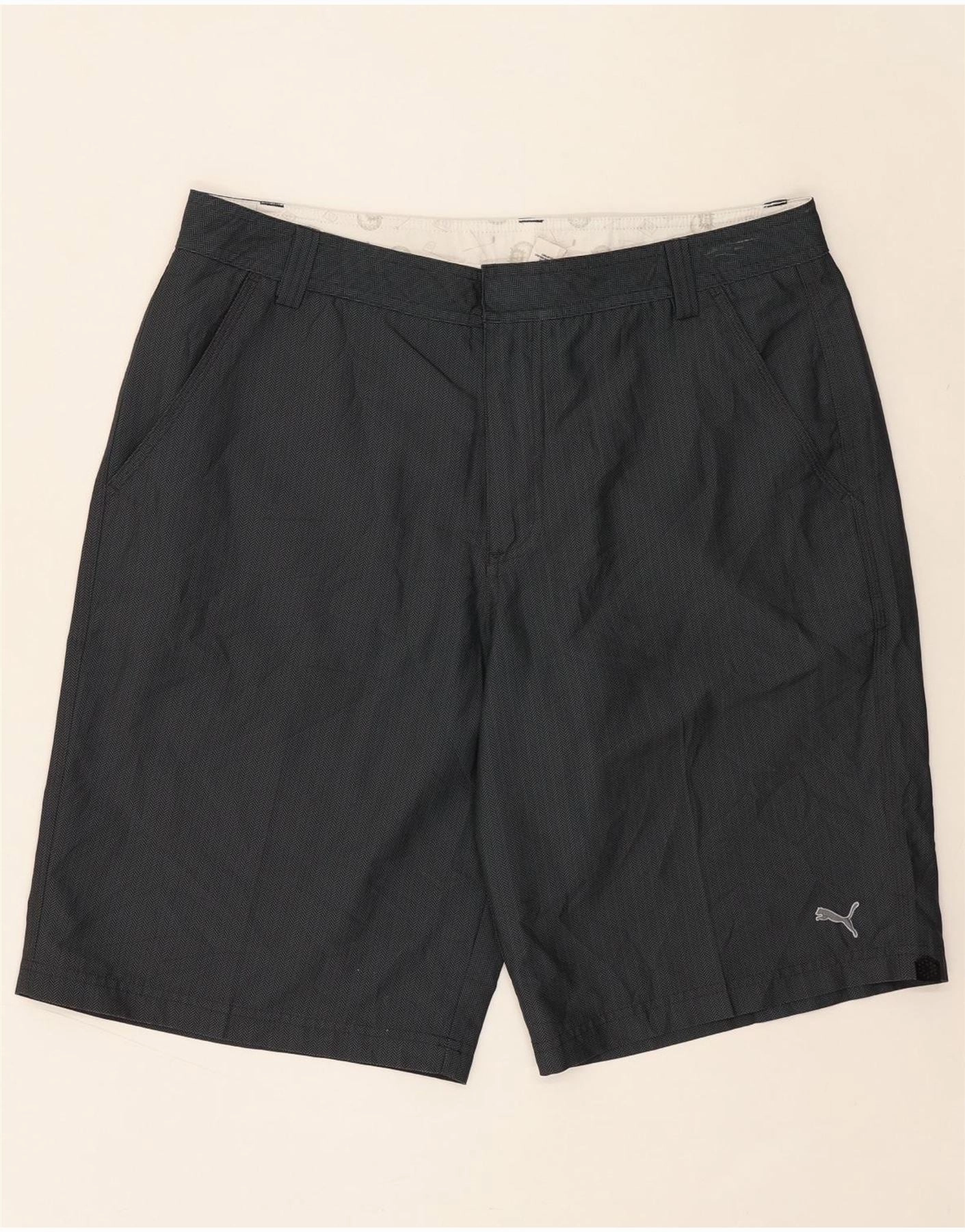 ZipperedSecurity PUMA Mens Chino Shorts W36 Large  Grey Herringbone Cotton