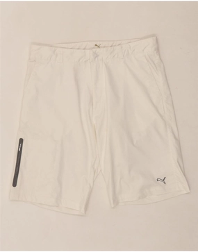 PUMA Mens Chino Shorts W36 Large Off White Polyester Sports Ergonomic Panel Design Relaxed Movement
