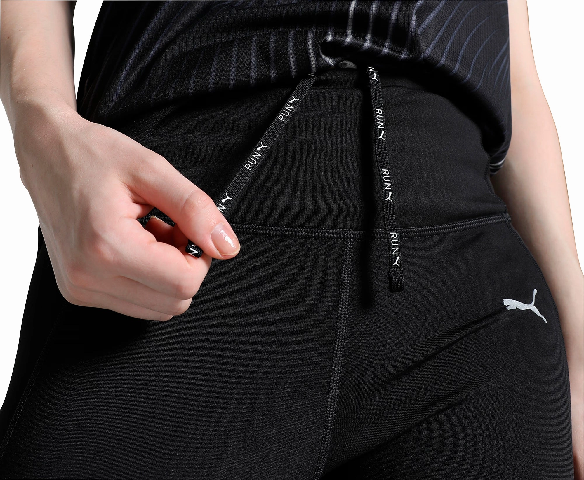 Puma Microfleece Womens Long Running Tights - Black Active Lifestyle Eco Friendly Morning Stretch Minimalist Style