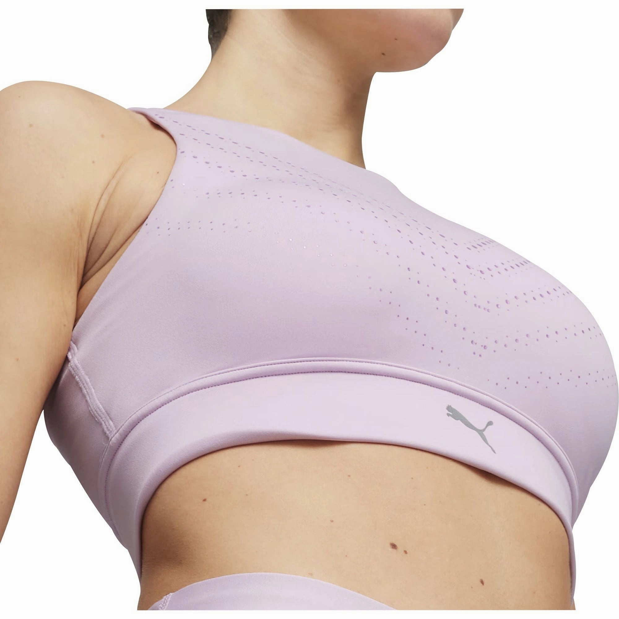 Puma PWR Ultraform Womens Running Sports Bra - Purple Ribbed Cuffs Versatile Design