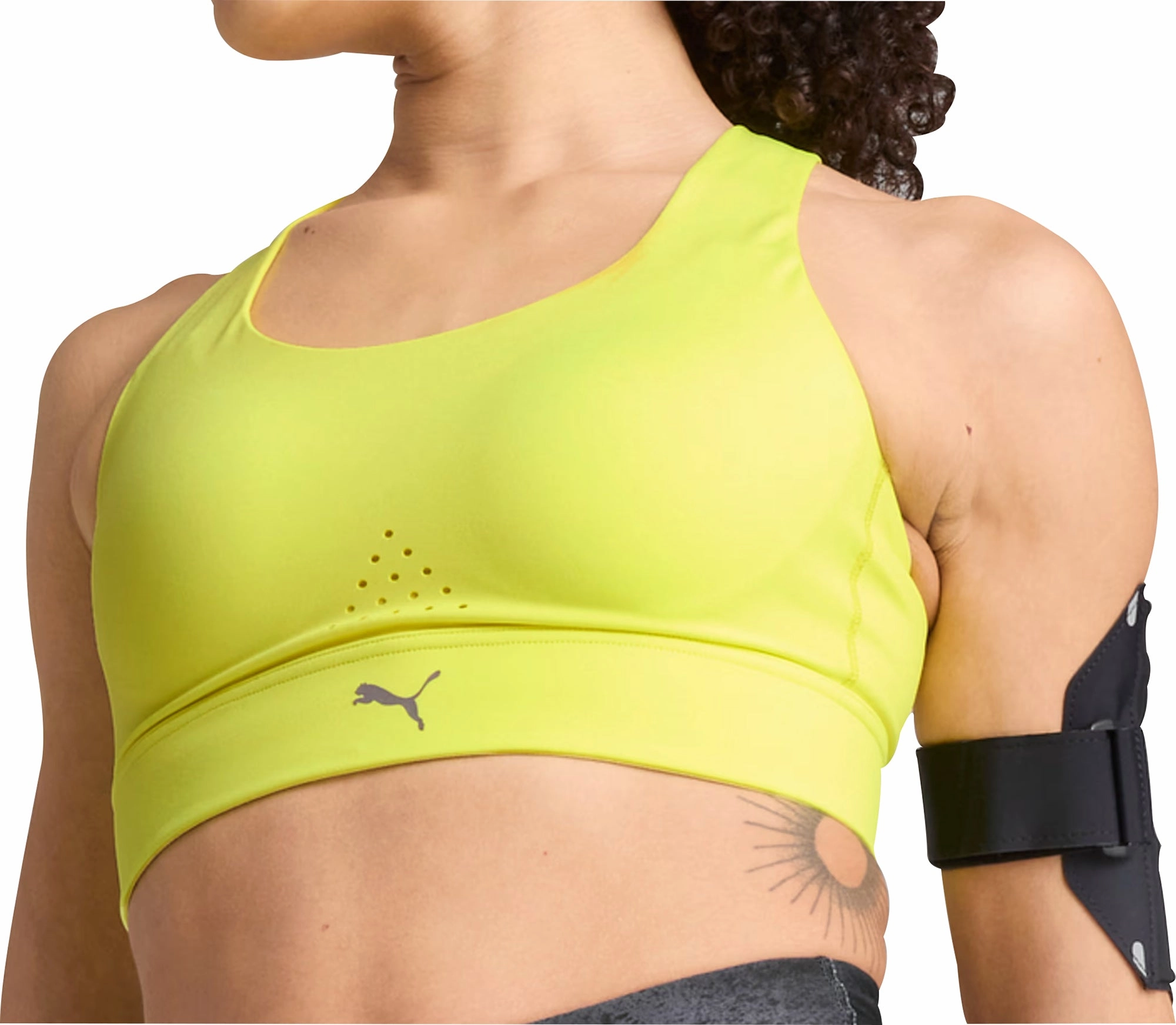 Upper body workouts Racerback Design Puma PWRbreathe Womens Running Sports Bra - Yellow