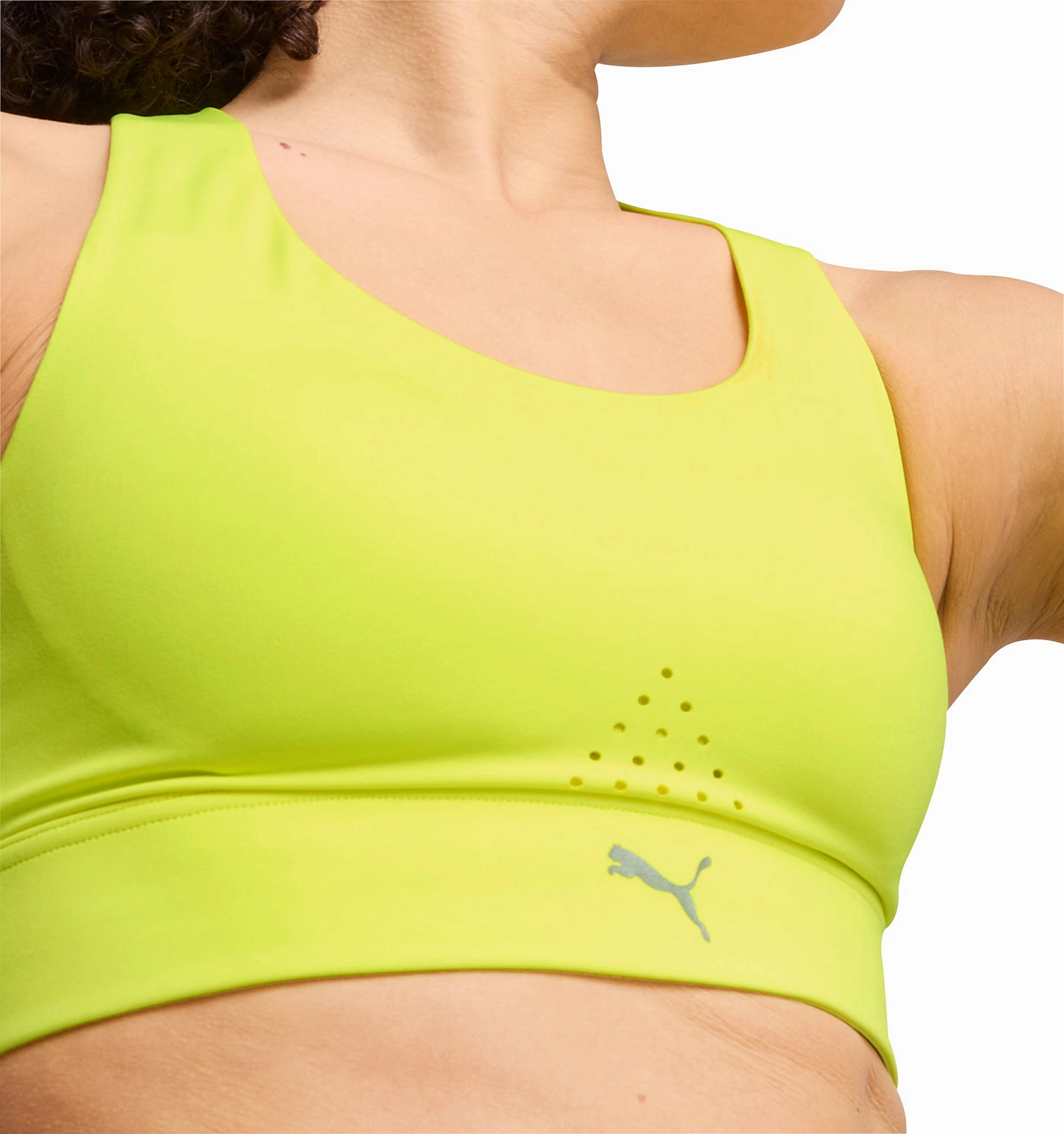 Puma PWRbreathe Womens Running Sports Bra - Yellow Square Neck