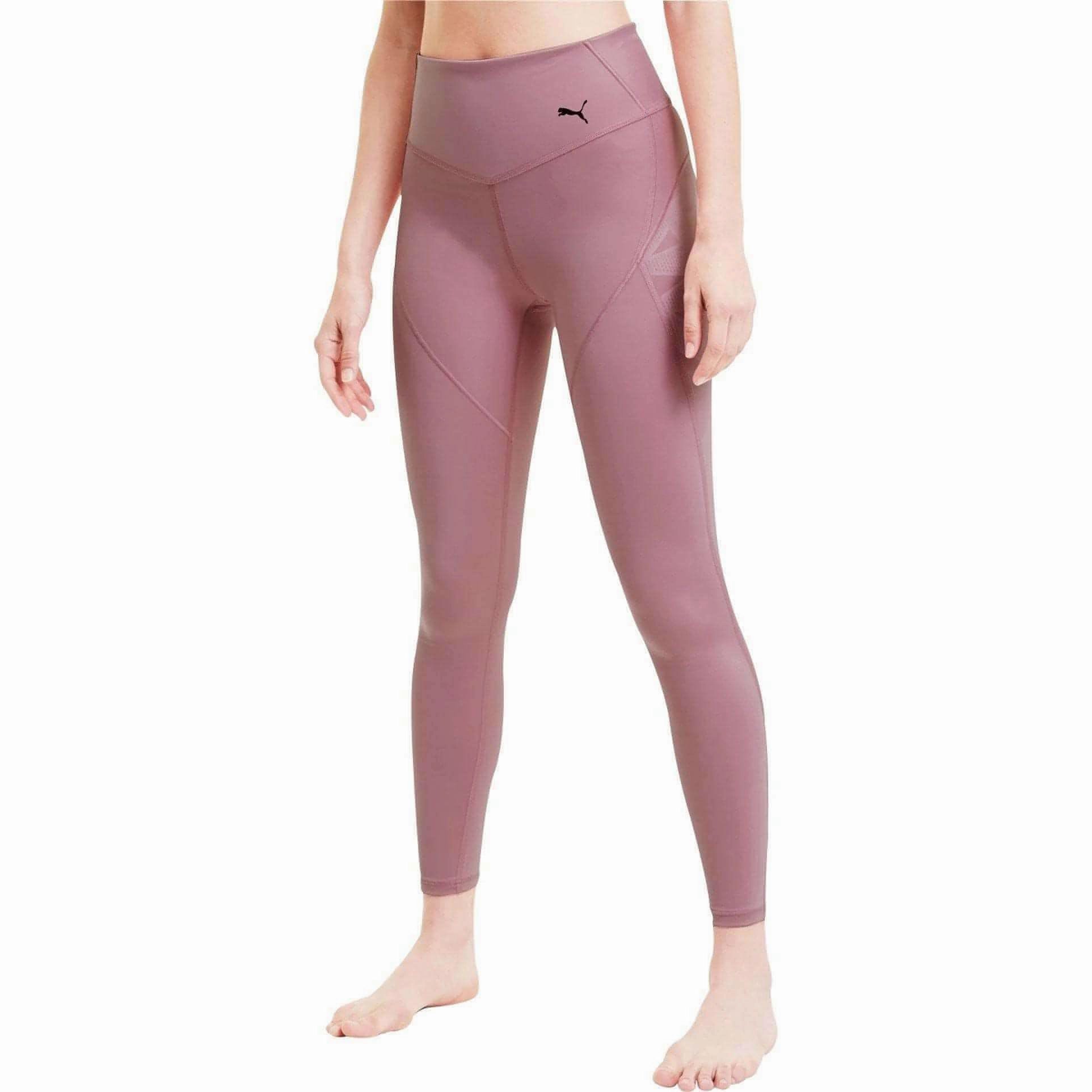 Trendy Comfort Wear Stretch Form Puma Studio Porcelain Womens Long Running Tights - Pink
