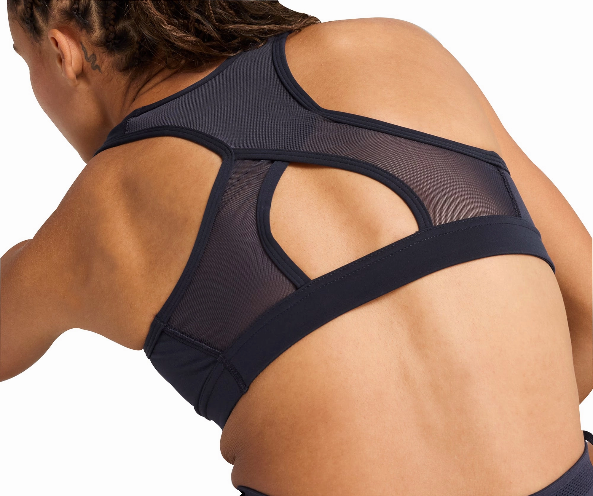 Puma X SAYSKY Womens Running Sports Bra - Blue Multicolor Embroidered edges seams