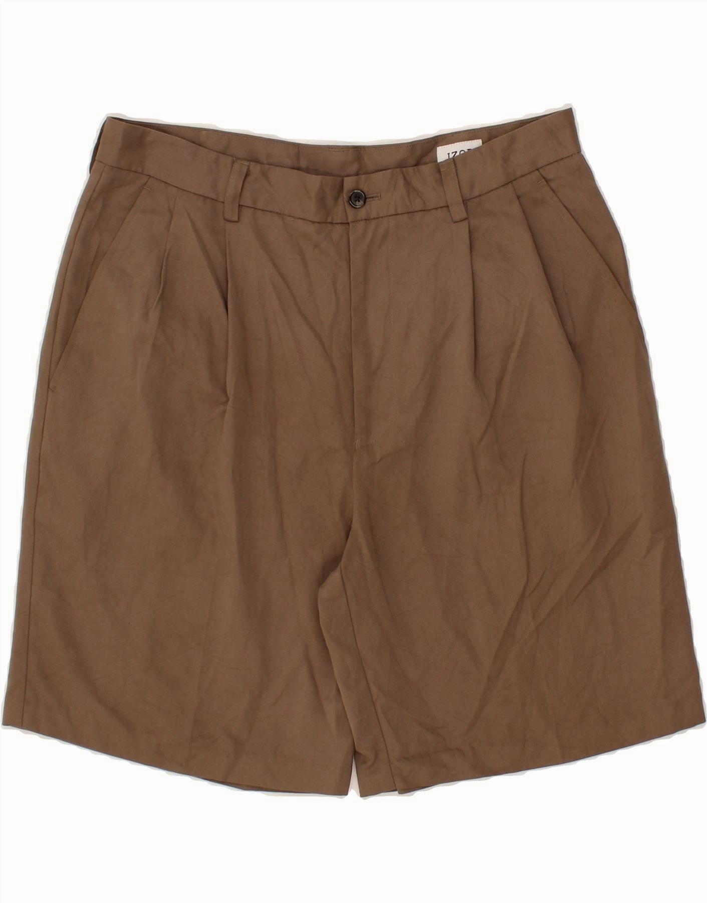 IZOD Mens Pegged Chino Shorts W34 Large Brown Polyester Game Day