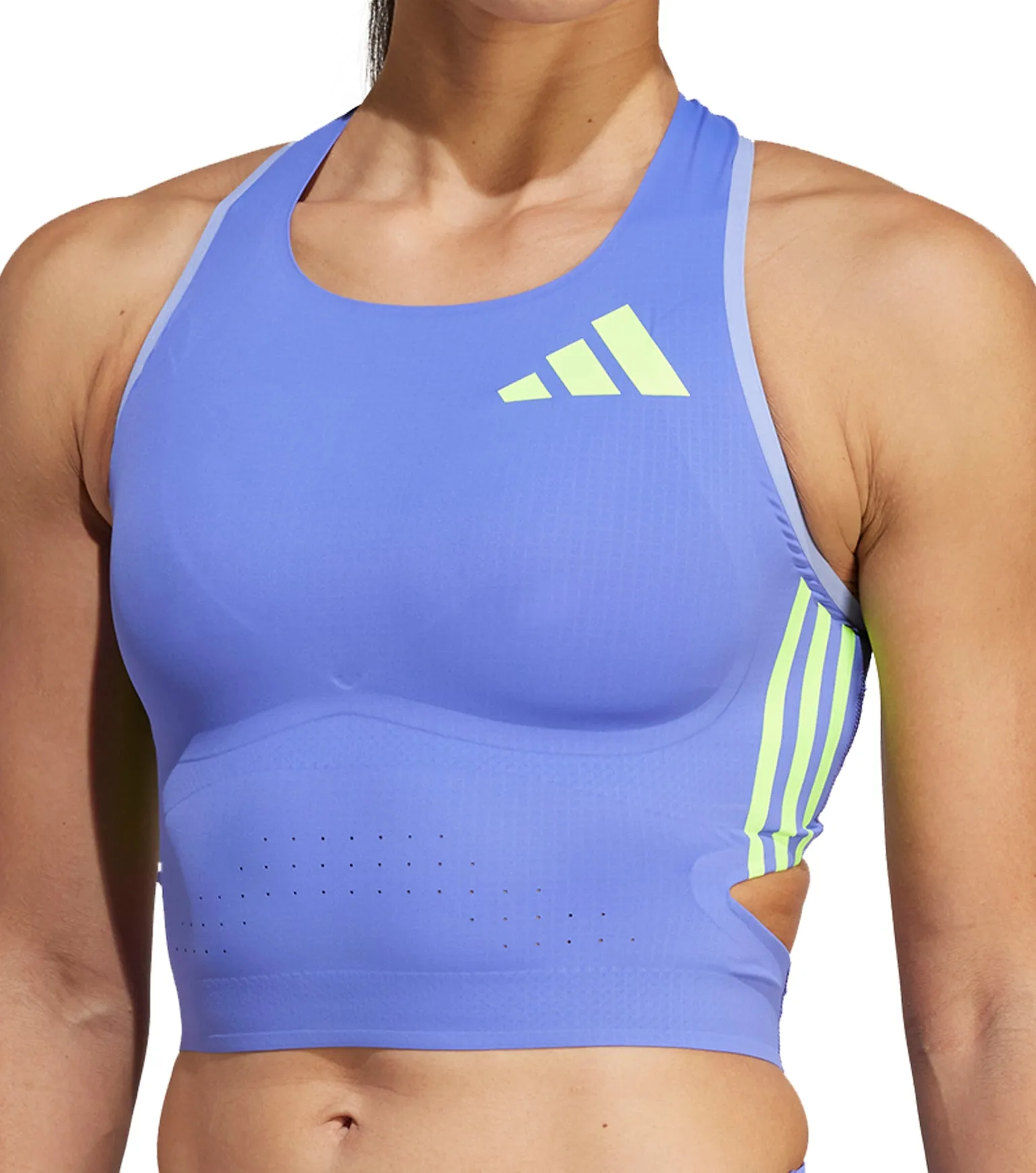 adidas Adizero Promo Womens Running Crop Top - Blue Multi Panel Design