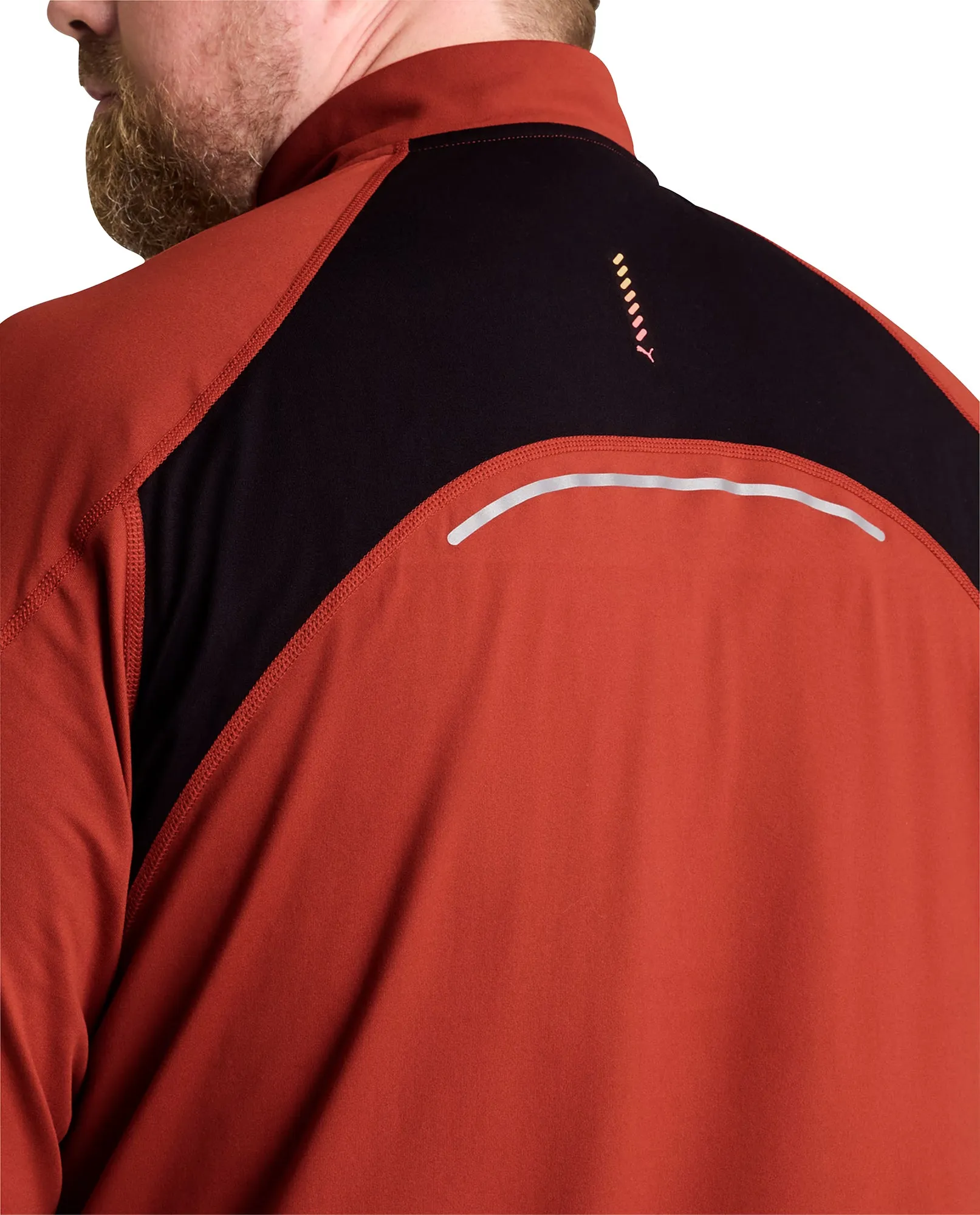 Puma Run Cloudspun Half Zip Long Sleeve Mens Running Top - Red Short Sleeve Quick-Drying Shirt