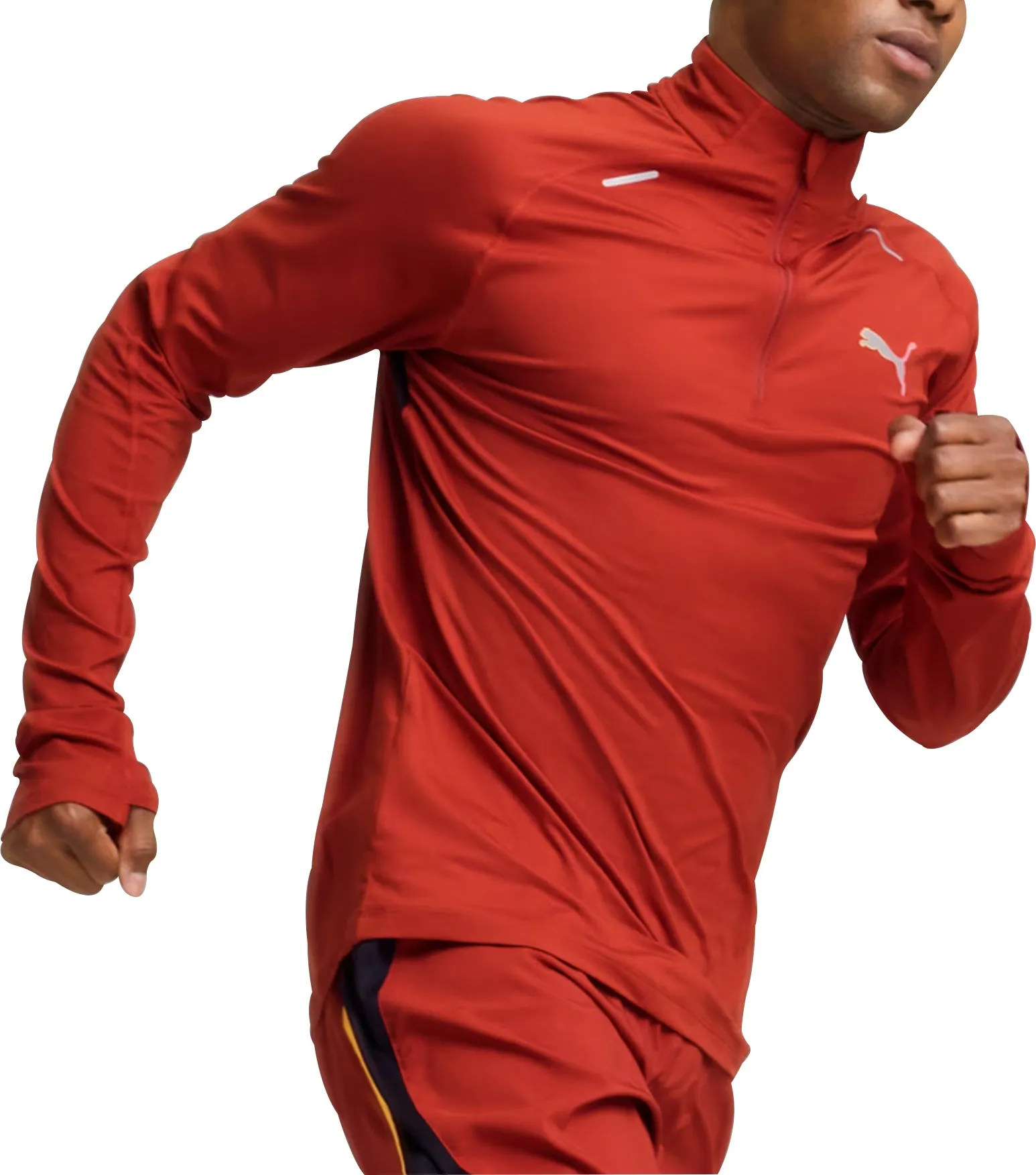 Puma Run Cloudspun Half Zip Long Sleeve Mens Running Top - Red pedicure