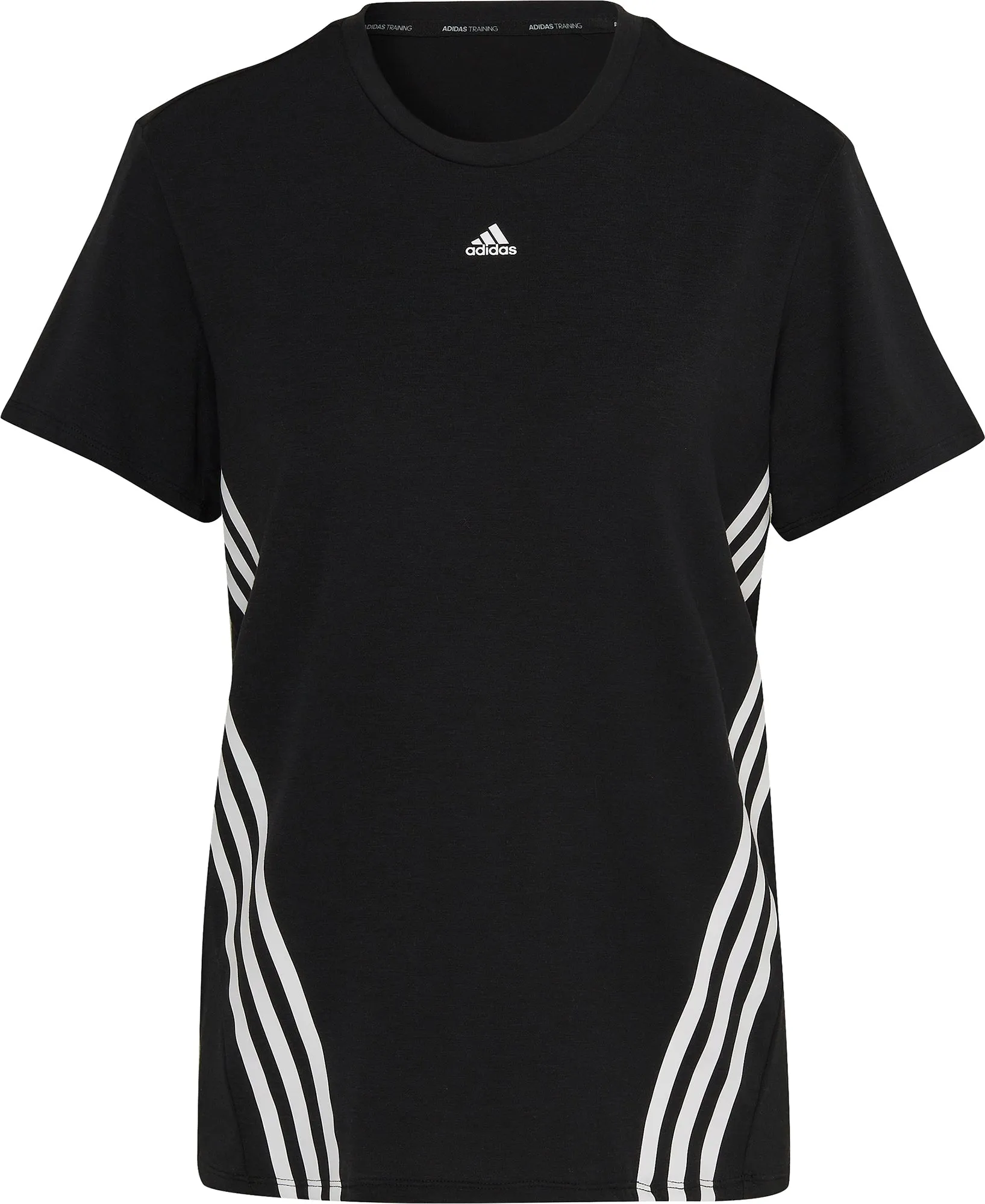 adidas TrainIcon 3 Stripes Short Sleeve Womens Training Top - Black Light Fashion