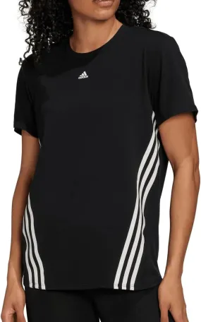 adidas TrainIcon 3 Stripes Short Sleeve Womens Training Top - Black Autumn coziness