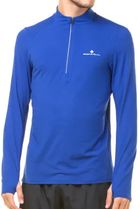Ronhill Core Thermal Half Zip Long Sleeve Mens Running Top - Blue Valentine's Day WrinkleFreeFabric