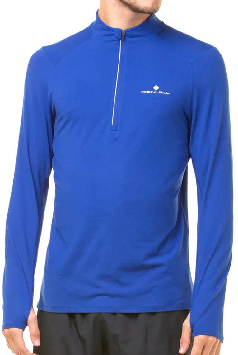 4Way Stretch Fabric Ronhill Core Thermal Half Zip Long Sleeve Mens Running Top - Blue