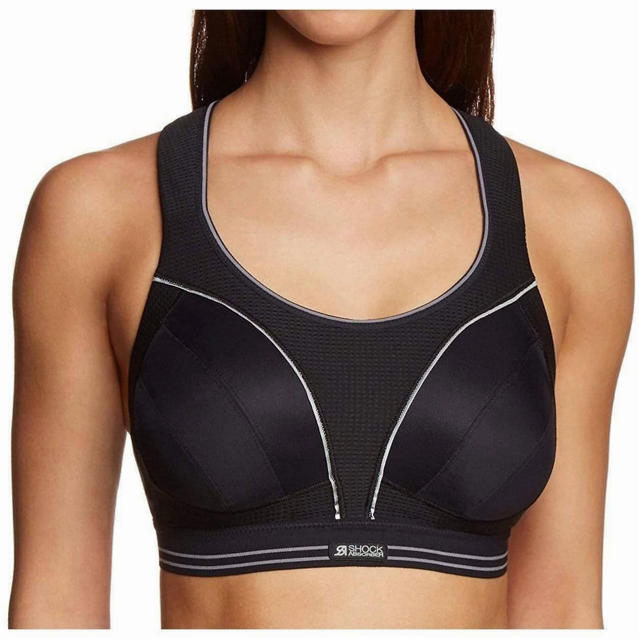 Shock Absorber Ultimate Run Womens Sports Bra - Black Small Non-Restrictive Band
