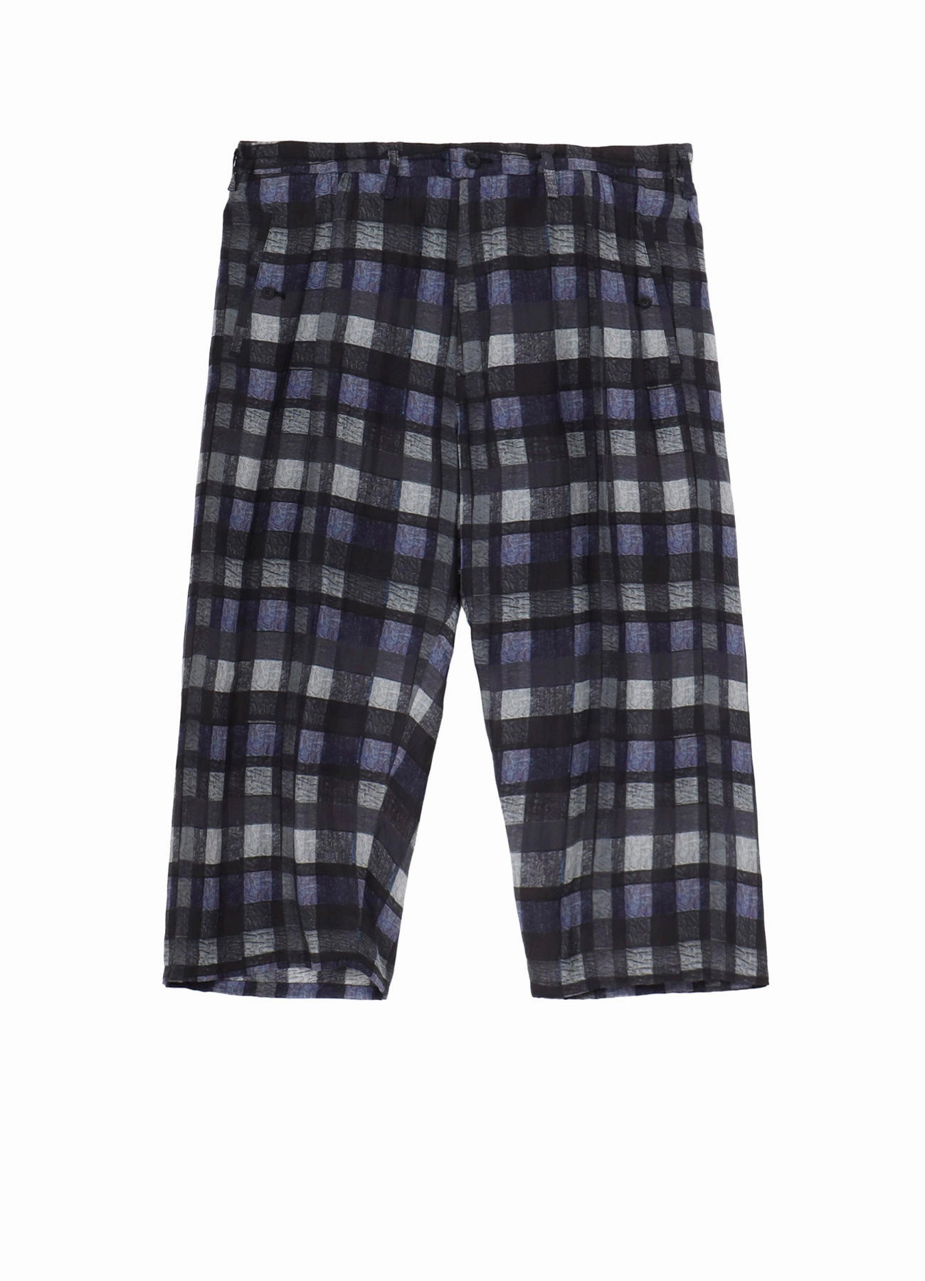 Elastic Free Cuffs ??PIECE UNIQUE/AOYAMA??PURPLE PLAID BELTED WIDE PANTS
