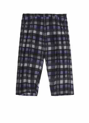 Elastic Free Cuffs ??PIECE UNIQUE/AOYAMA??PURPLE PLAID BELTED WIDE PANTS