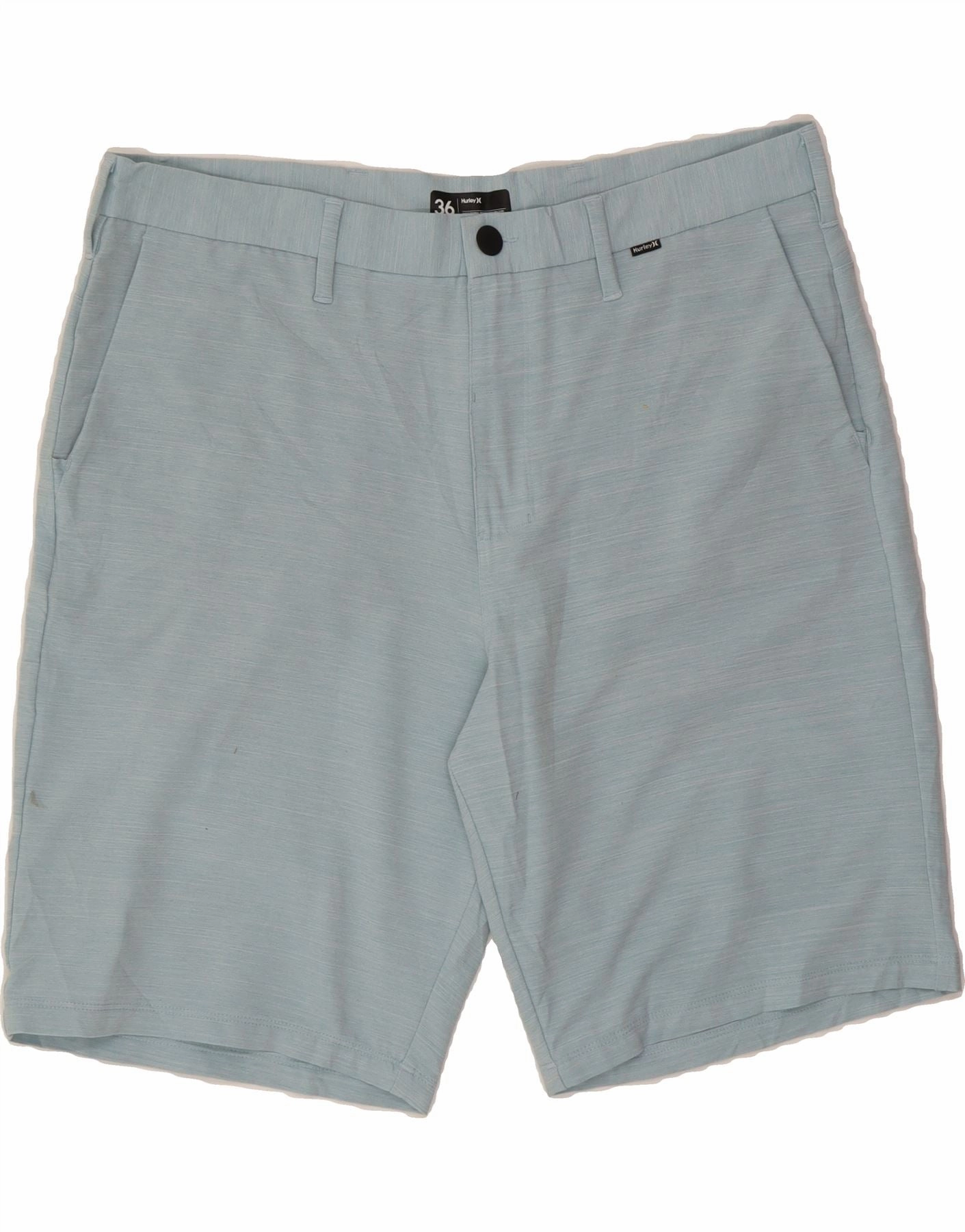 SeamlessConstruction Stain-Resistant HURLEY Mens Chino Shorts W36 Large Blue Flecked Polyester