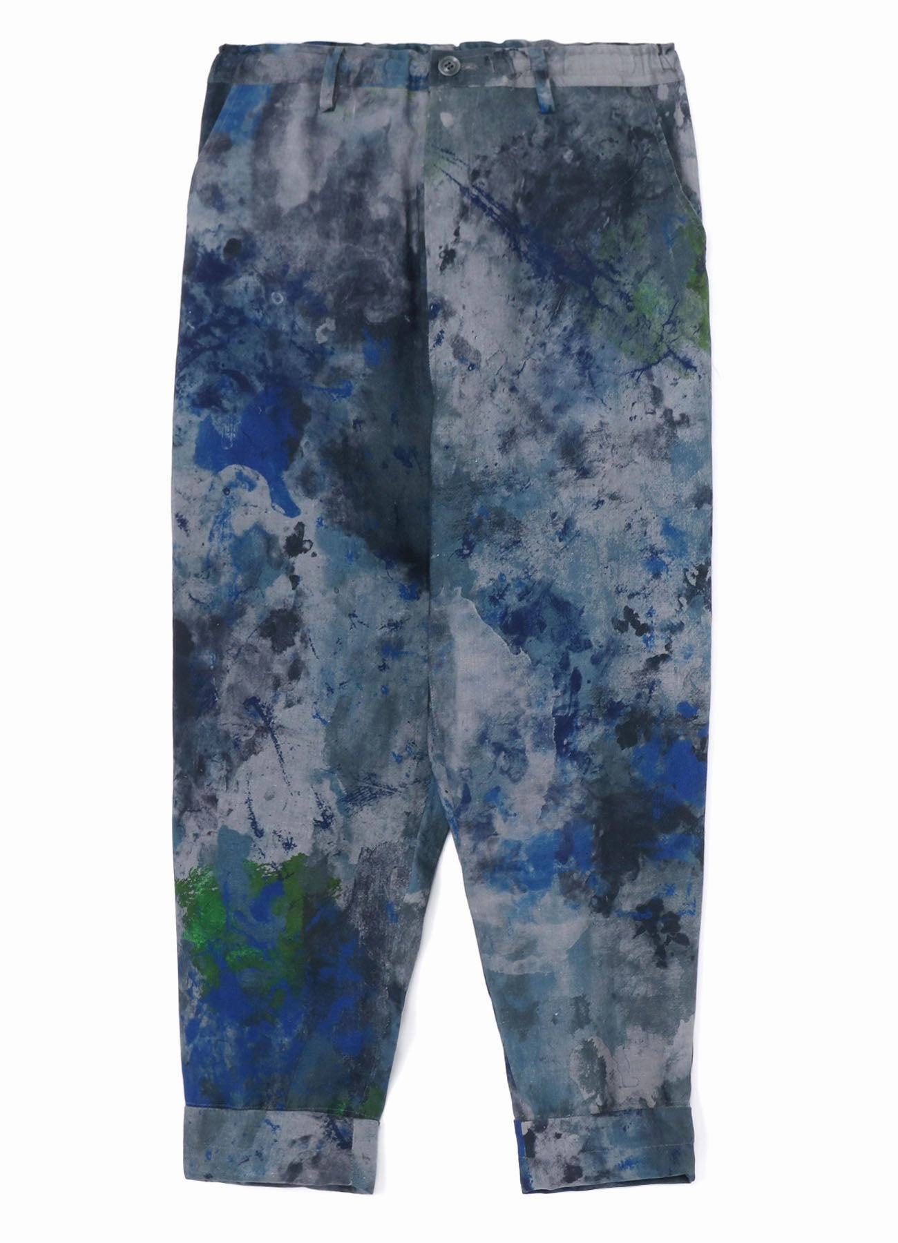 Workout Ready NonRestrictiveCut LINEN LAWN PAINT PRINT ELASTIC STRING WAIST PANTS