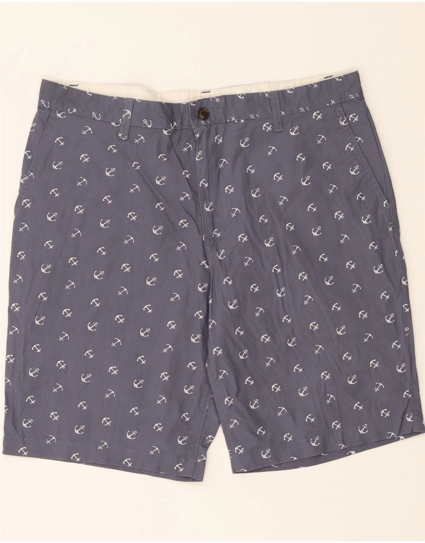 DOCKERS Mens Chino Shorts W36 Large Navy Blue Spotted Cotton RipstopMaterial Eco Friendly Dye
