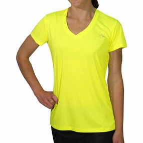 More Mile M-Tech Dry Girls Short Sleeve Running Top - Yellow Trendy Vibe